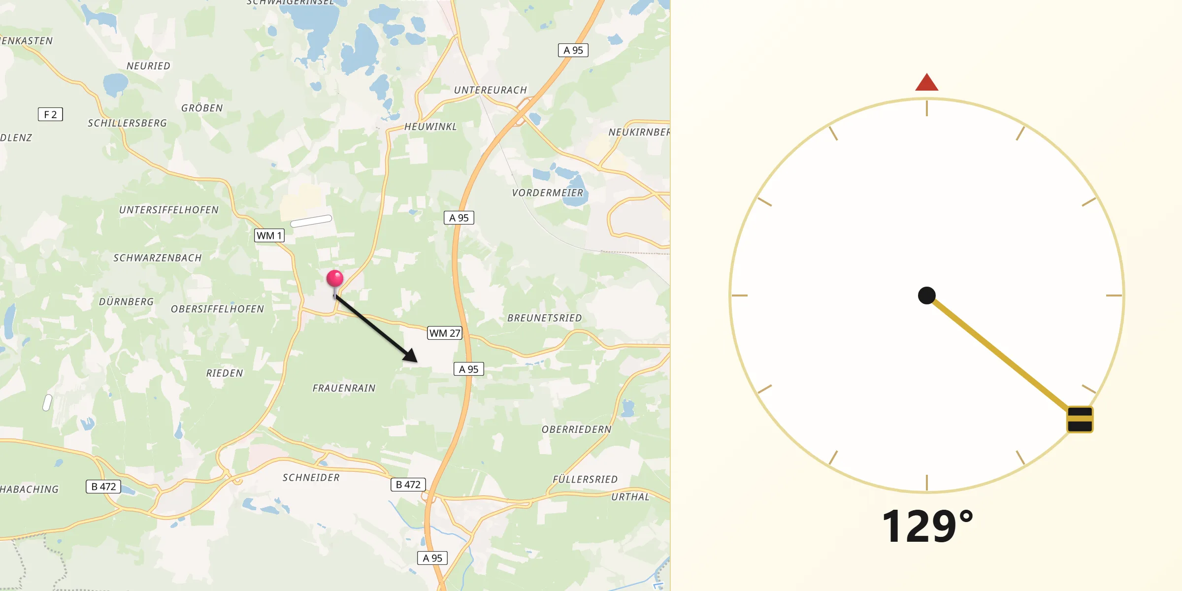 Qibla-Richtung von Antdorf