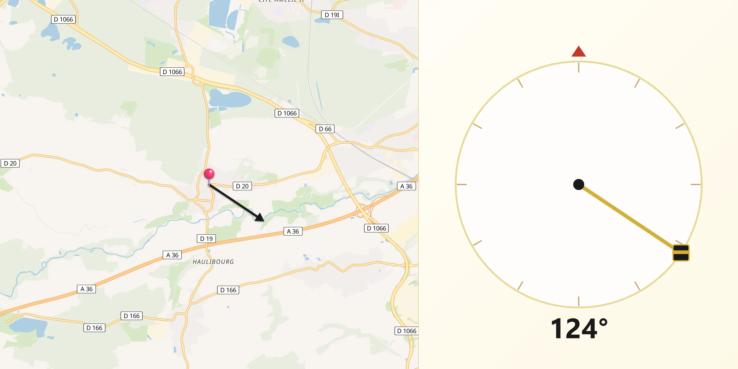 Direction vers la Qibla depuis Reiningue