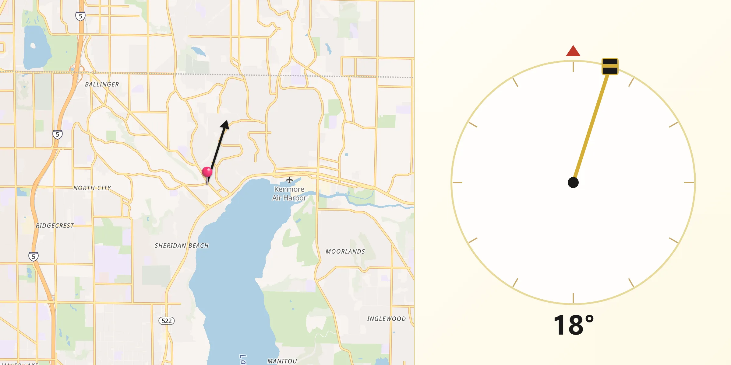 Qibla Direction from Lake Forest Park