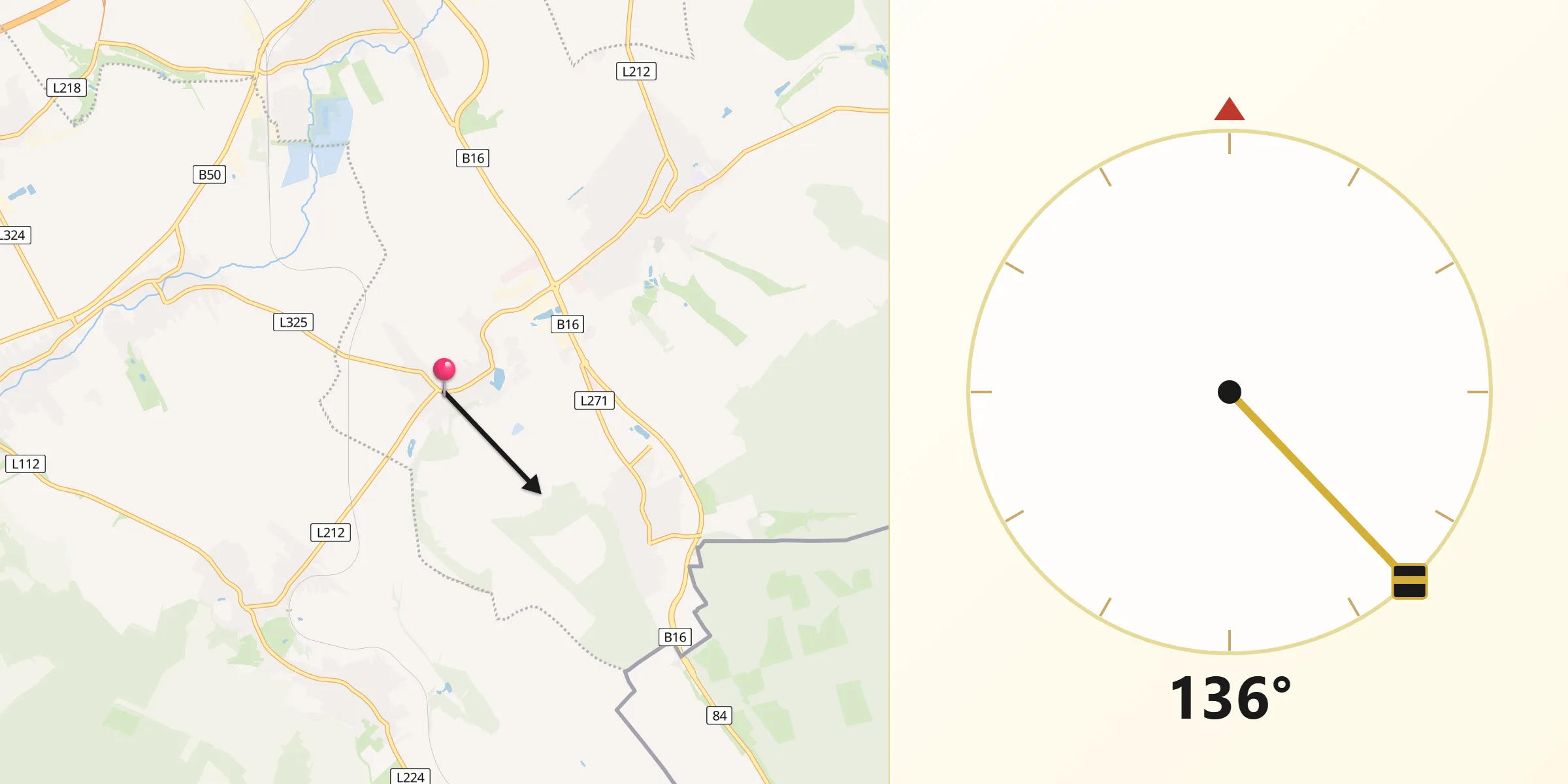Qibla-Richtung von Zagersdorf
