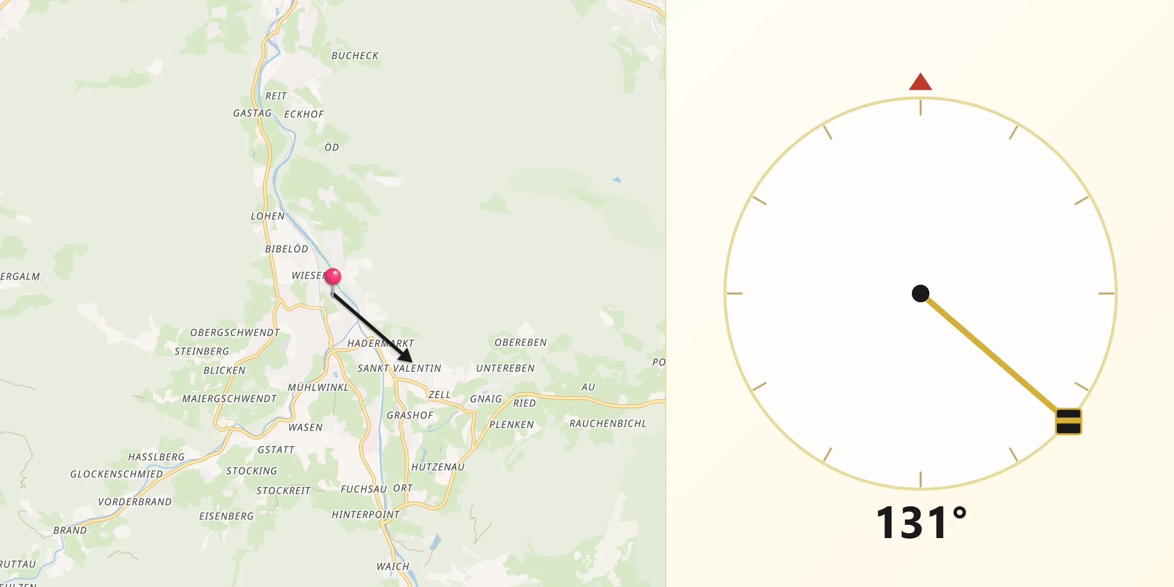 Qibla-Richtung von Ruhpolding