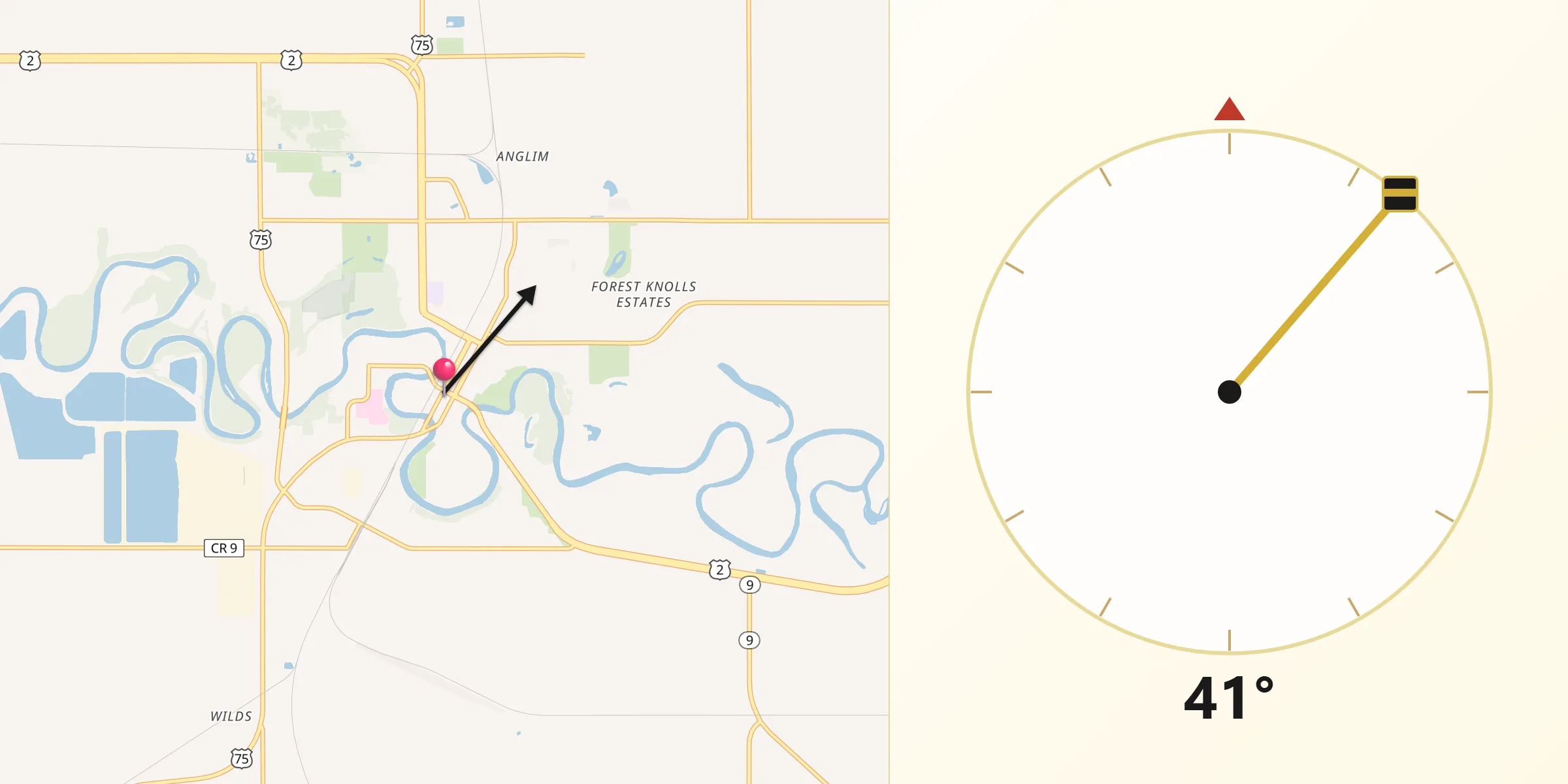 Qibla Direction from Crookston