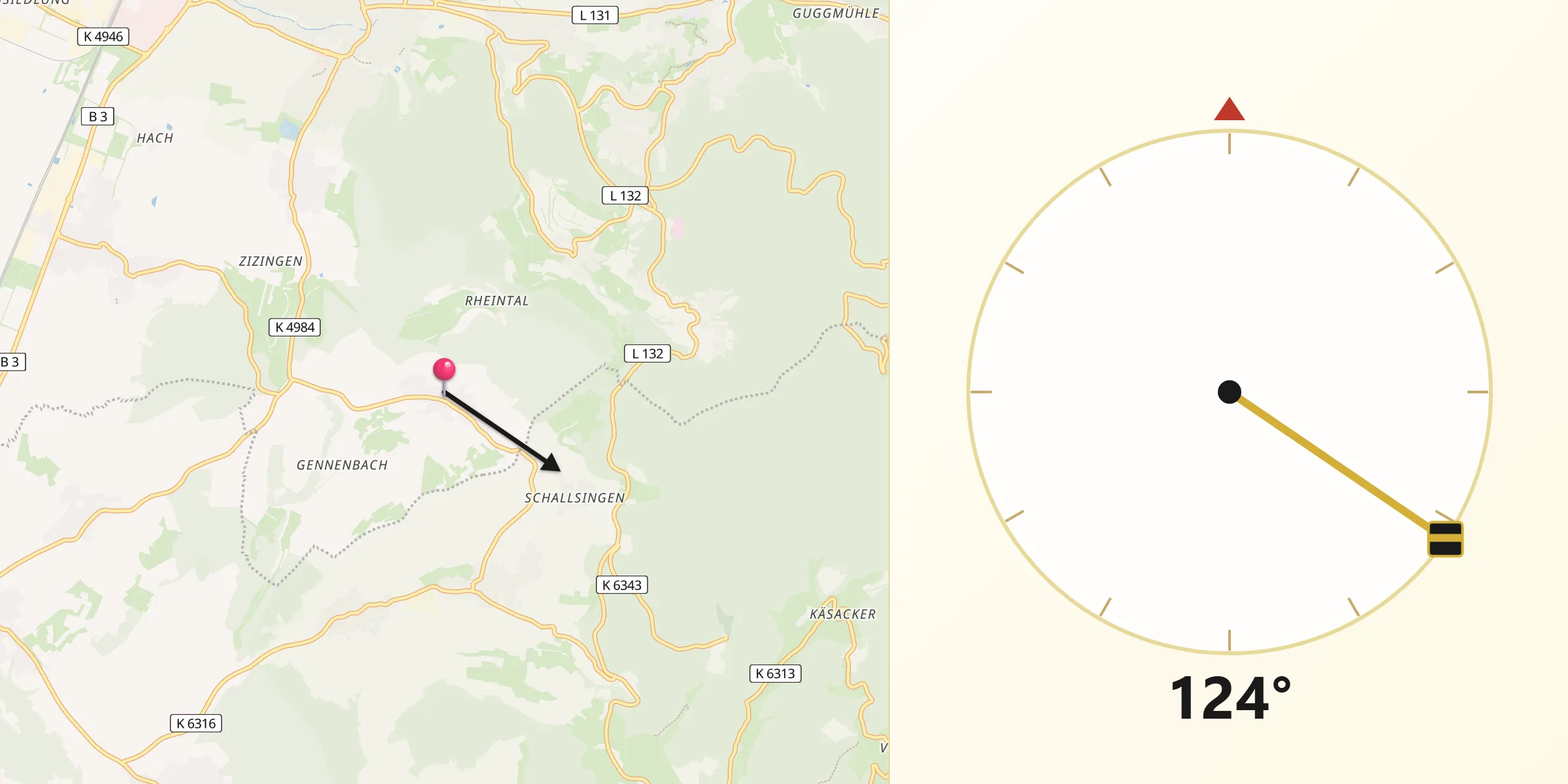 Qibla-Richtung von Feldberg