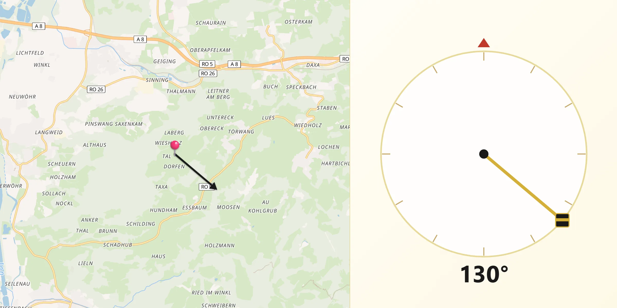 Qibla-Richtung von Samerberg