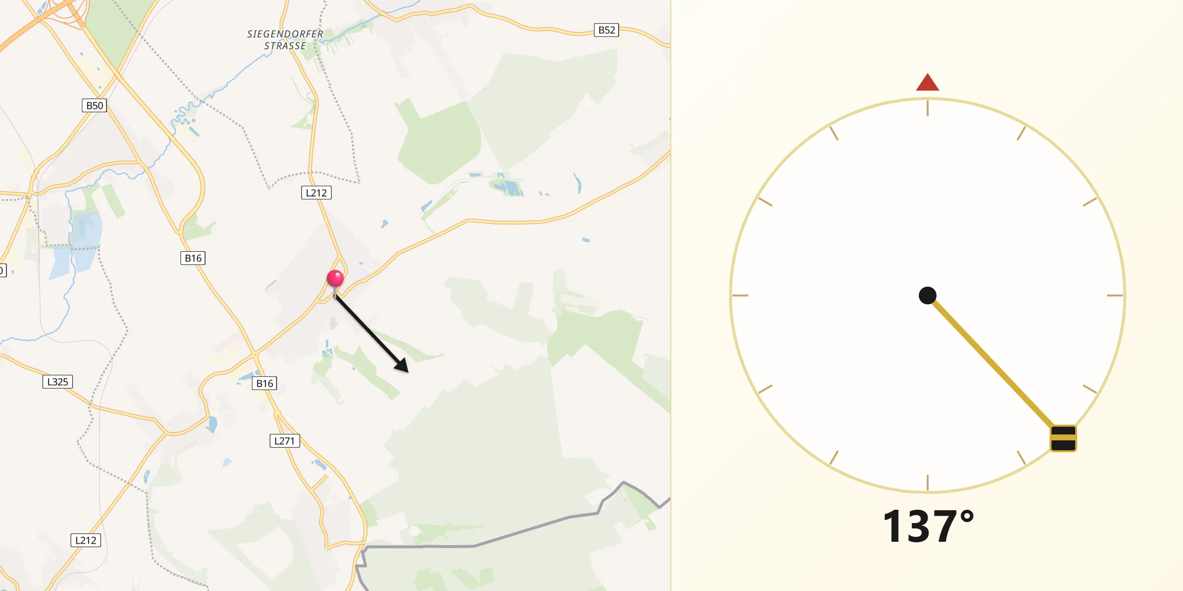 Qibla-Richtung von Siegendorf im Burgenland