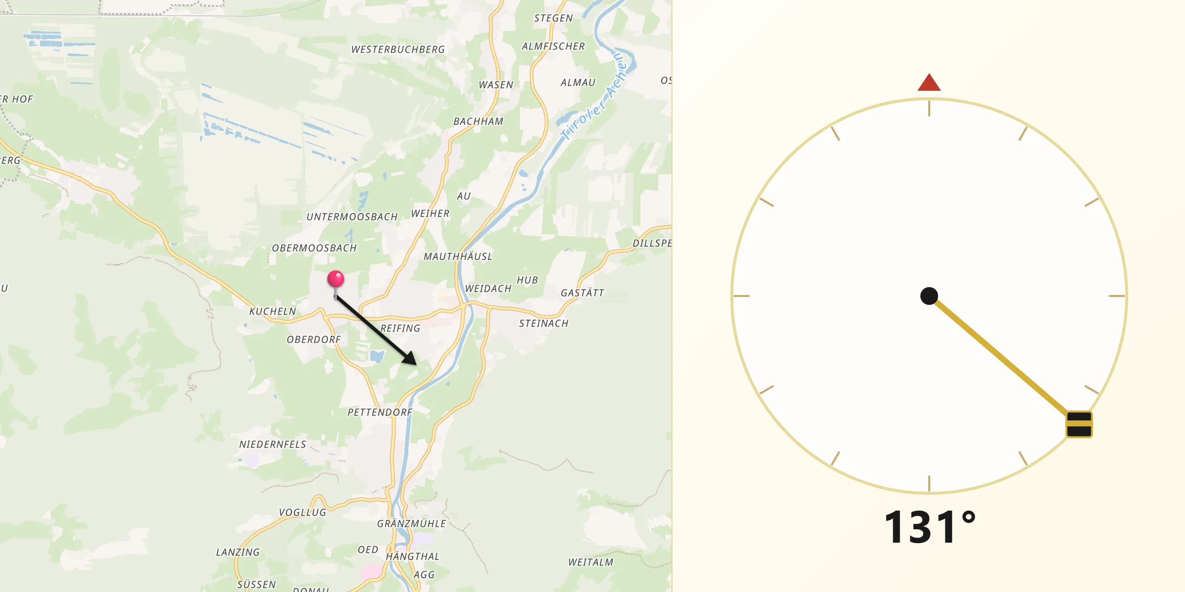 Qibla-Richtung von Grassau
