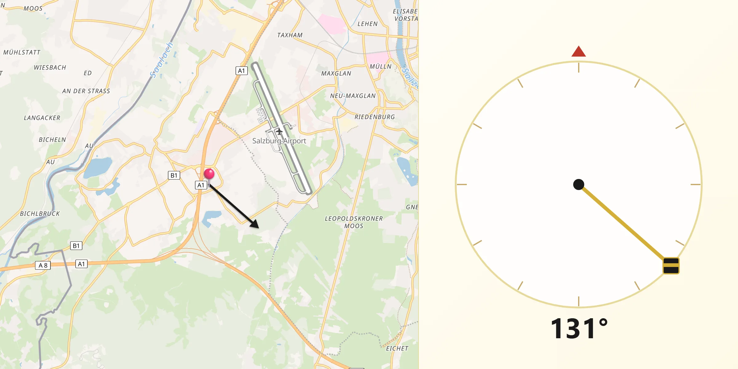 Qibla-Richtung von Viehhausen