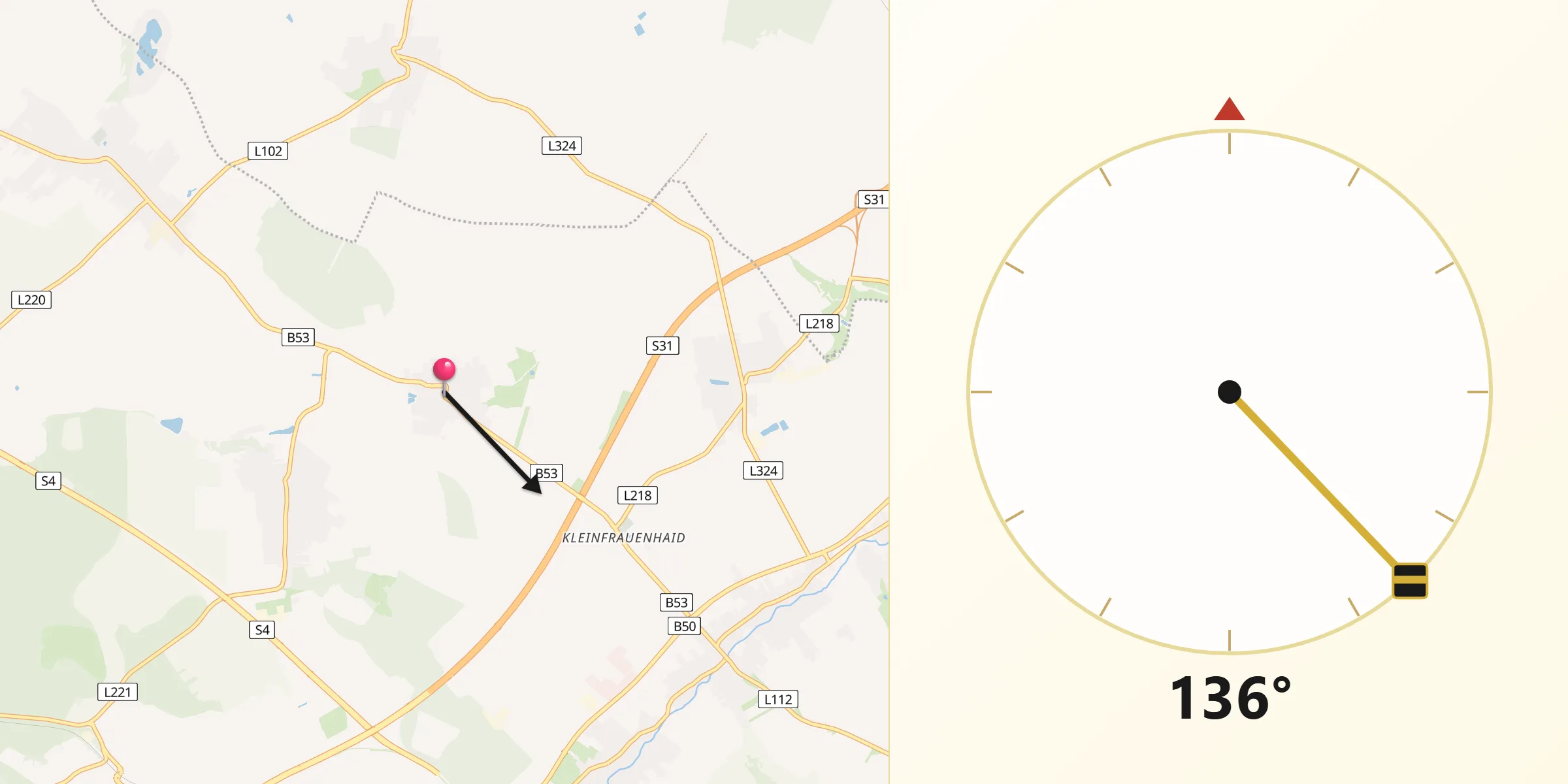Qibla-Richtung von Krensdorf