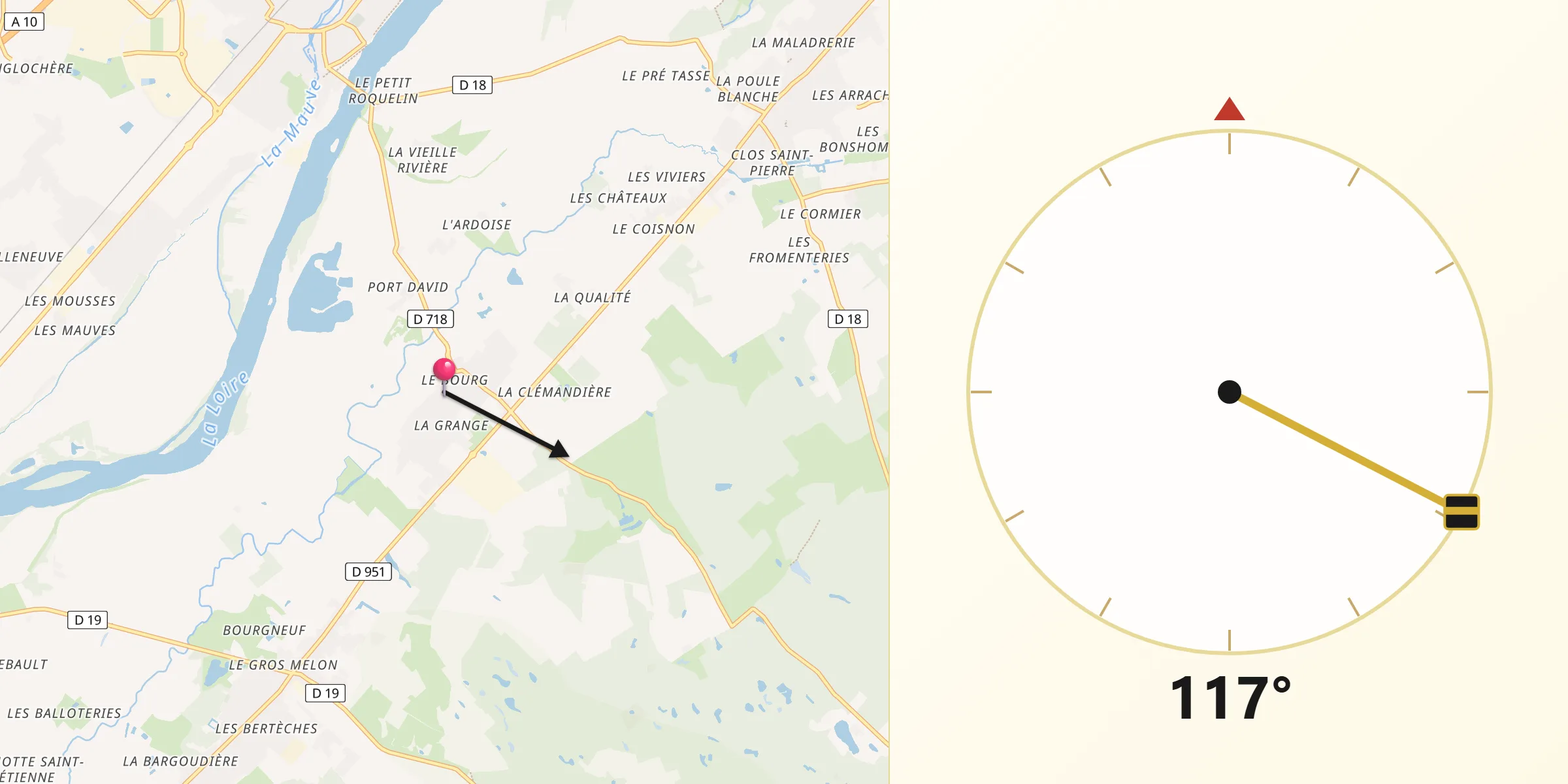 Direction vers la Qibla depuis Dry