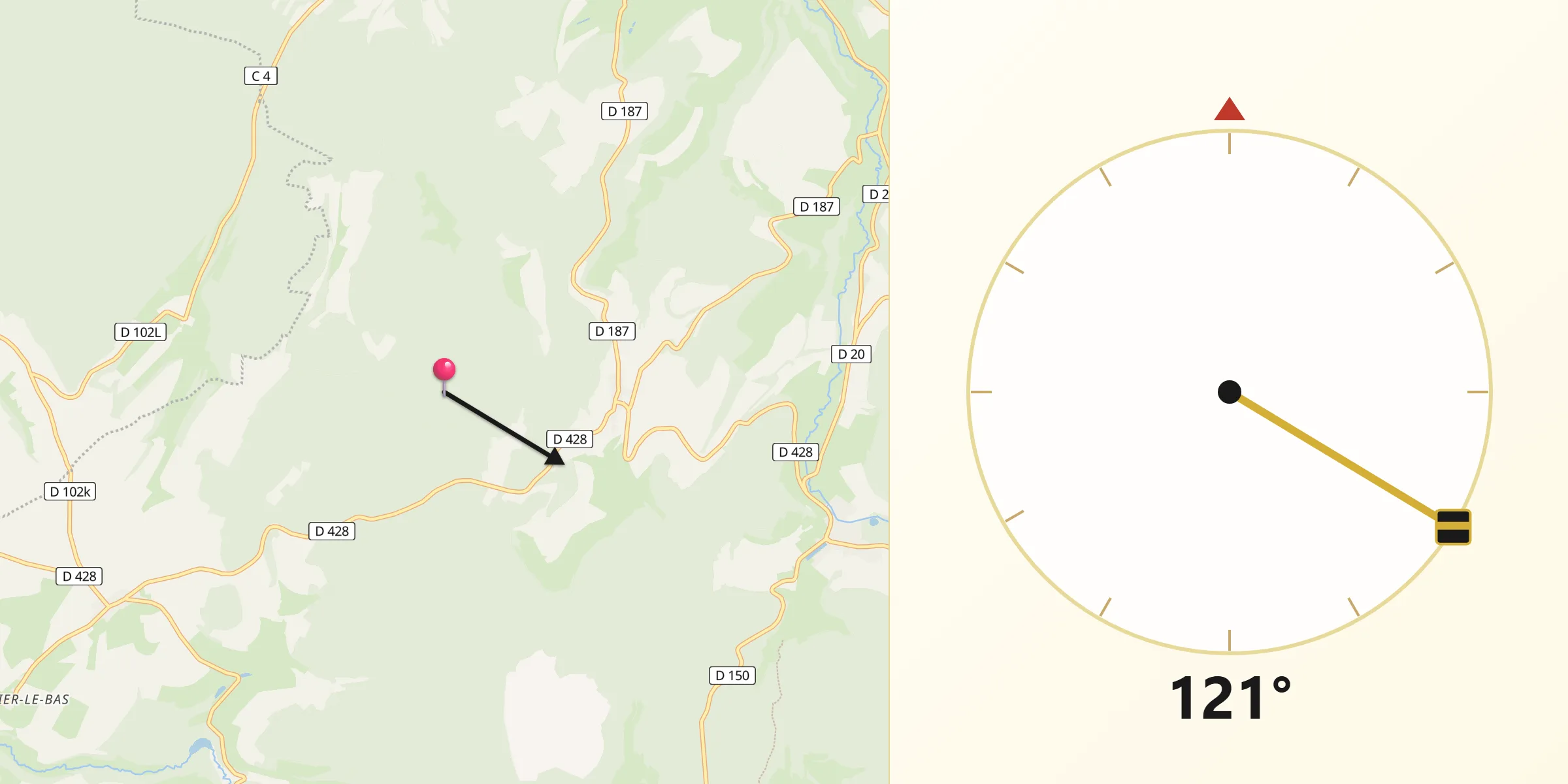 Direction vers la Qibla depuis Germaines