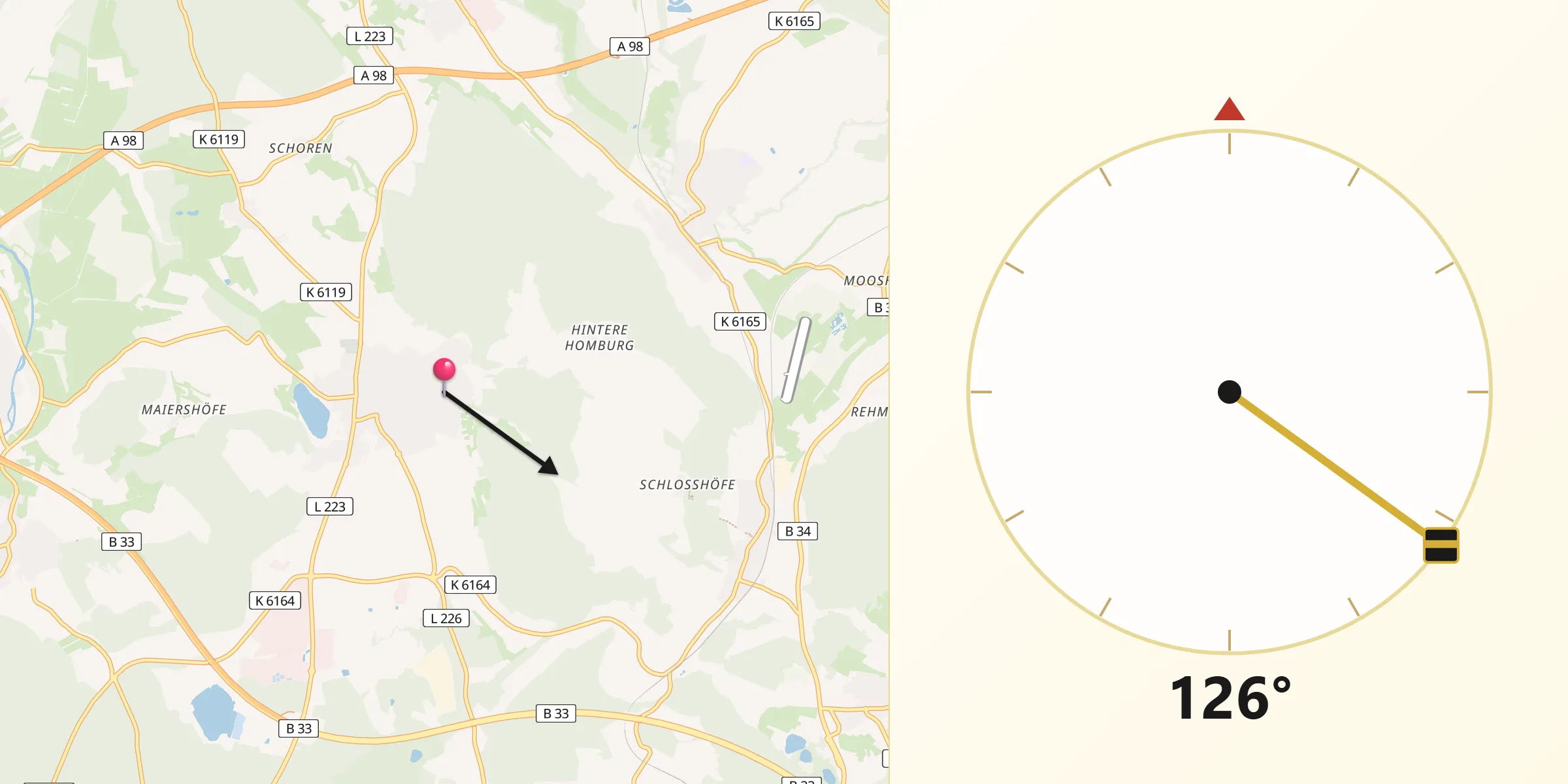 Qibla-Richtung von Steißlingen