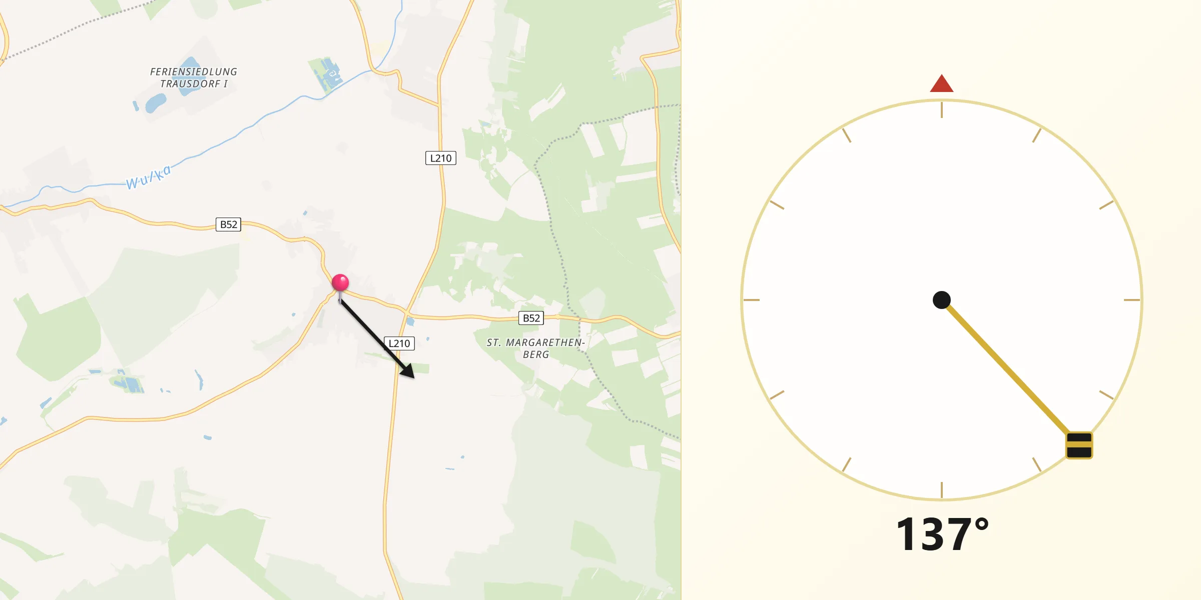 Qibla-Richtung von Sankt Margarethen im Burgenland