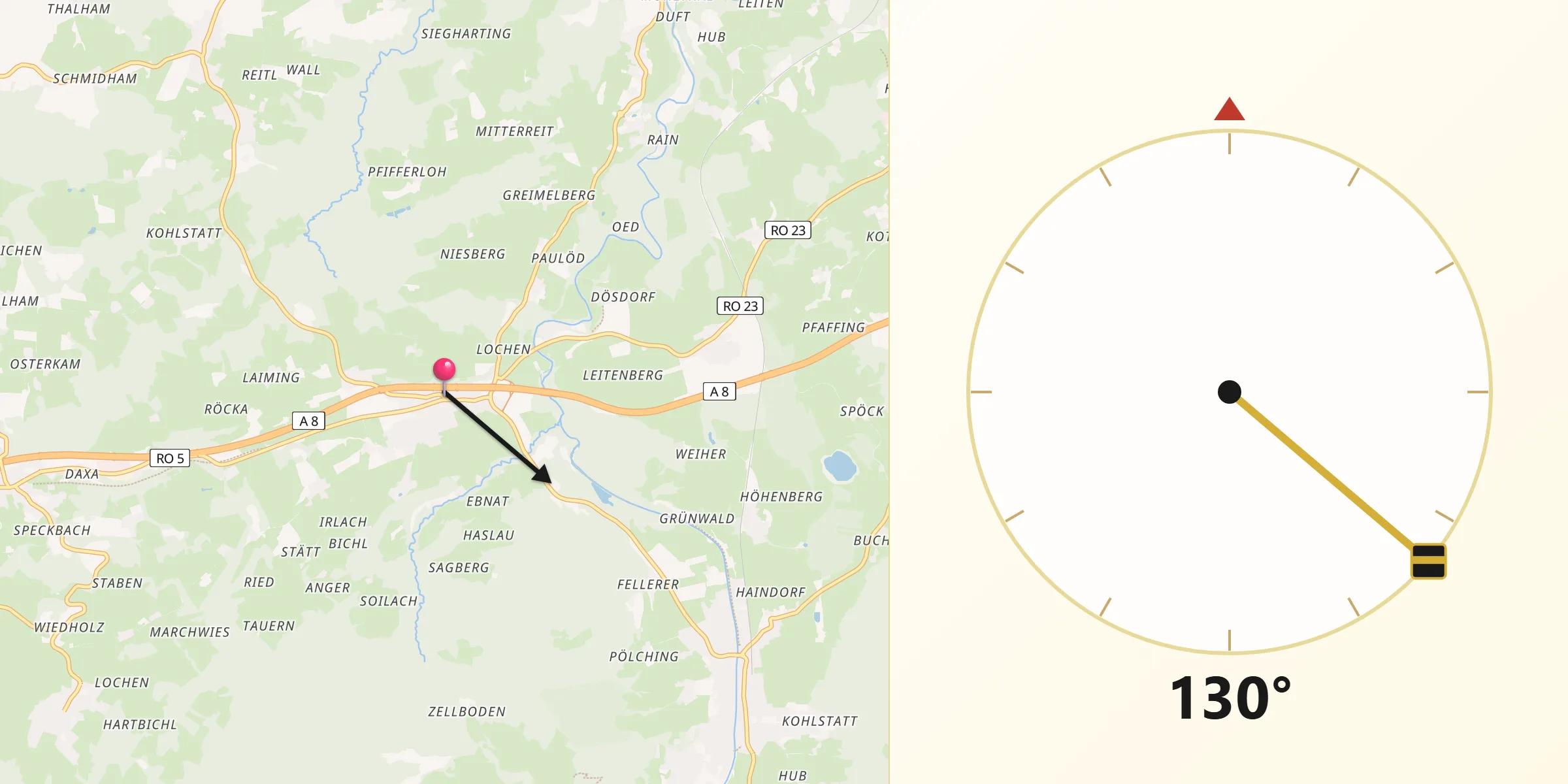 Qibla-Richtung von Frasdorf