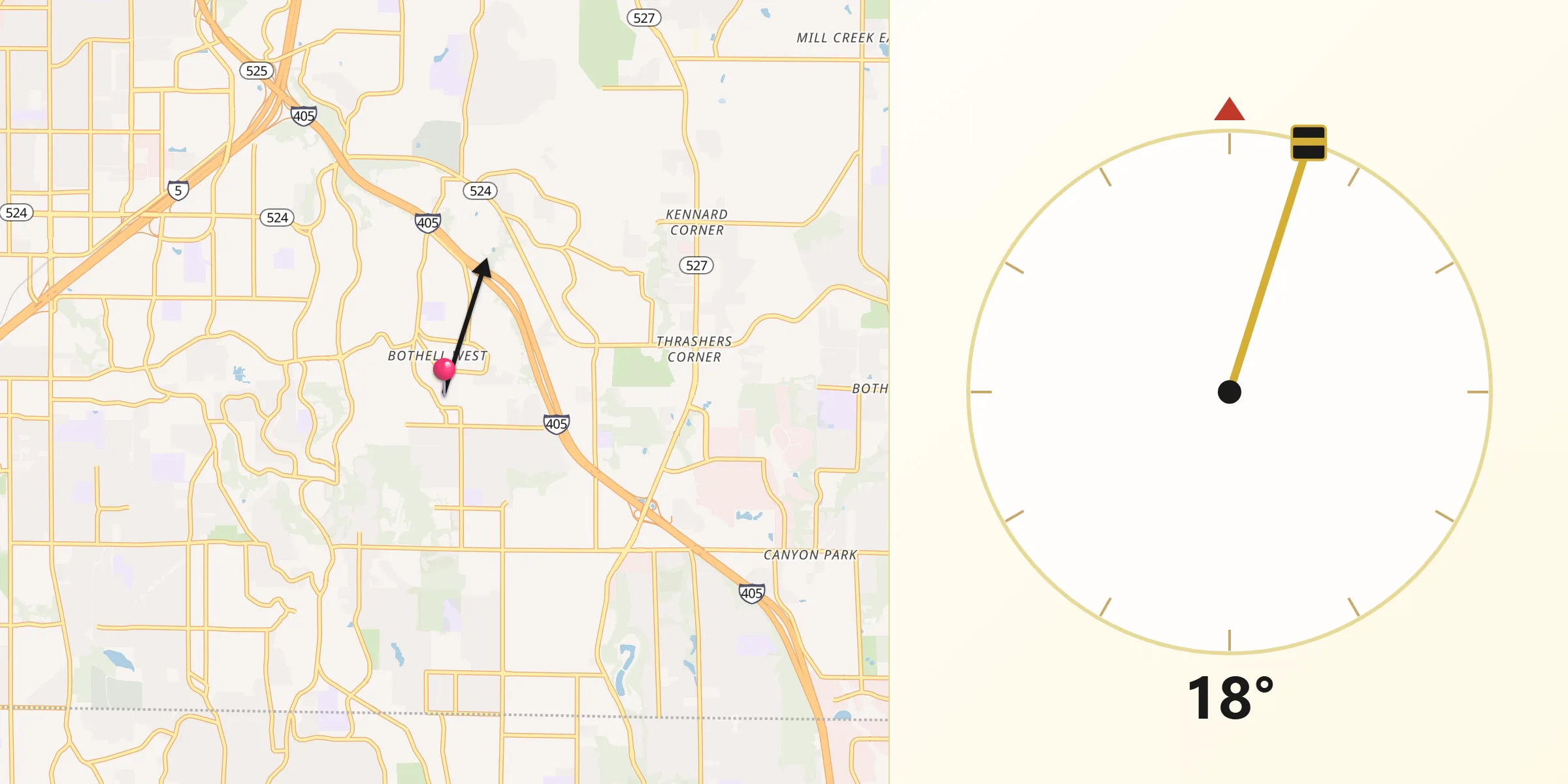 Qibla Direction from Bothell West