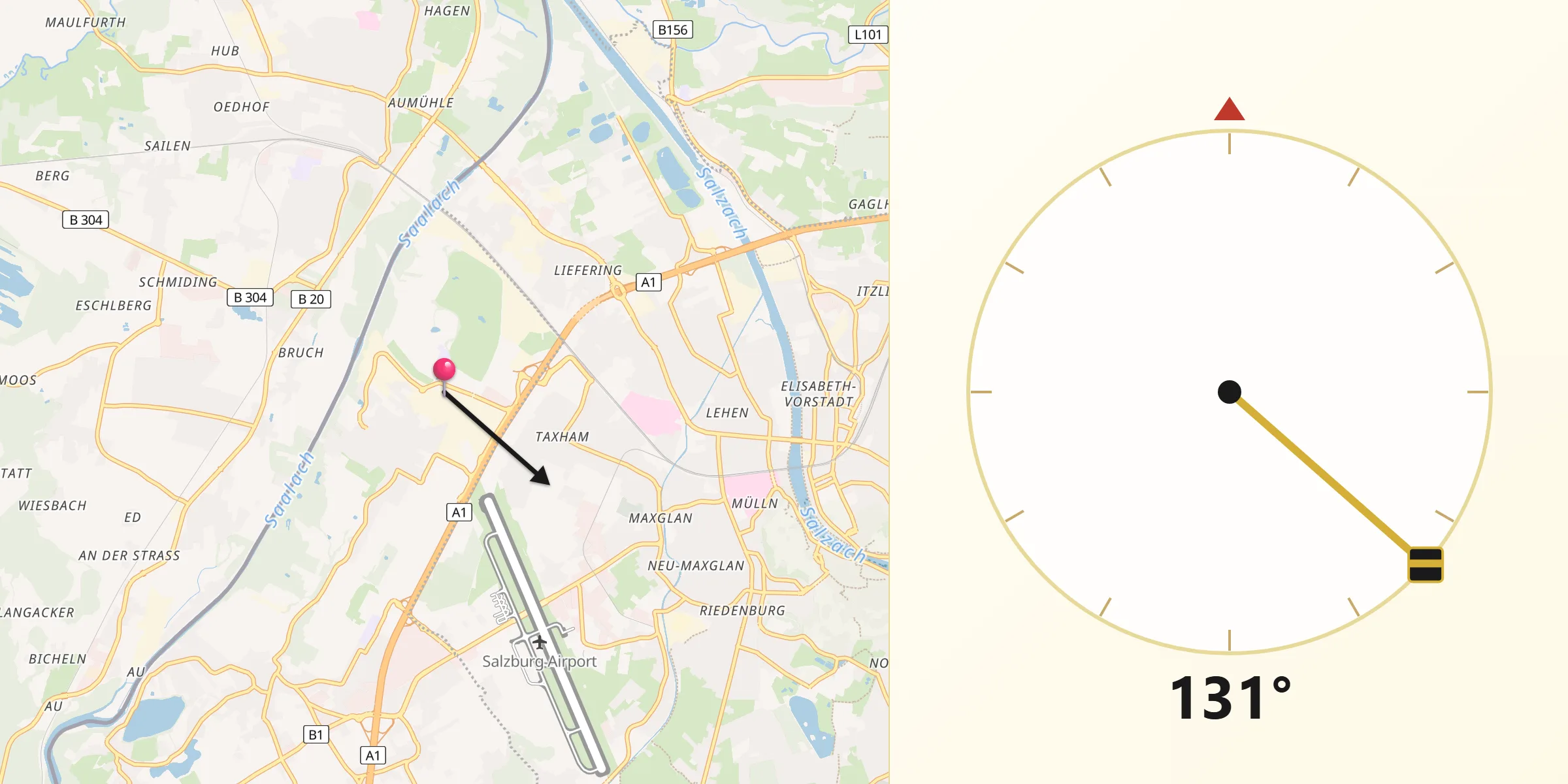 Qibla-Richtung von Siezenheim