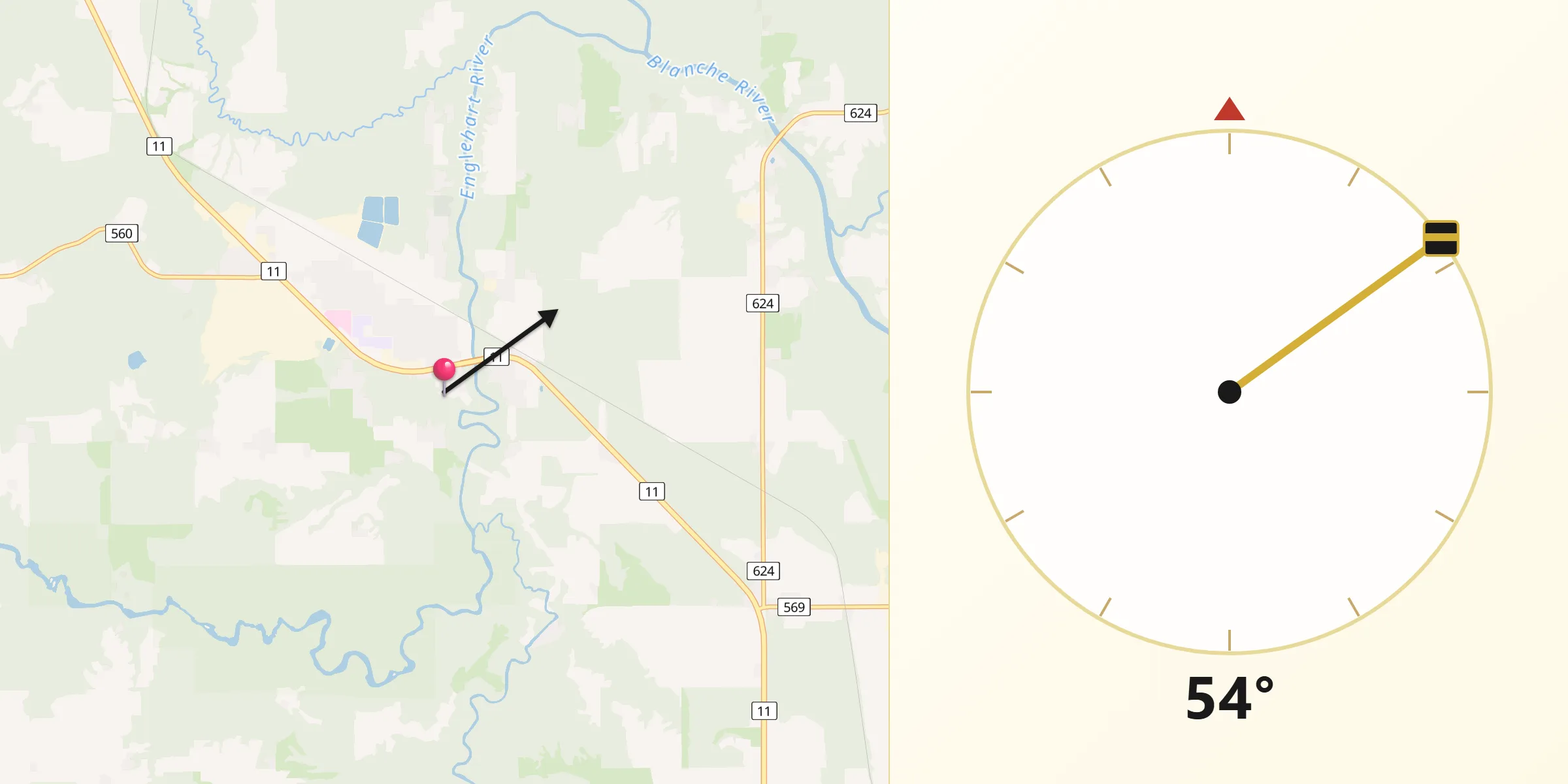 Qibla Direction from Englehart