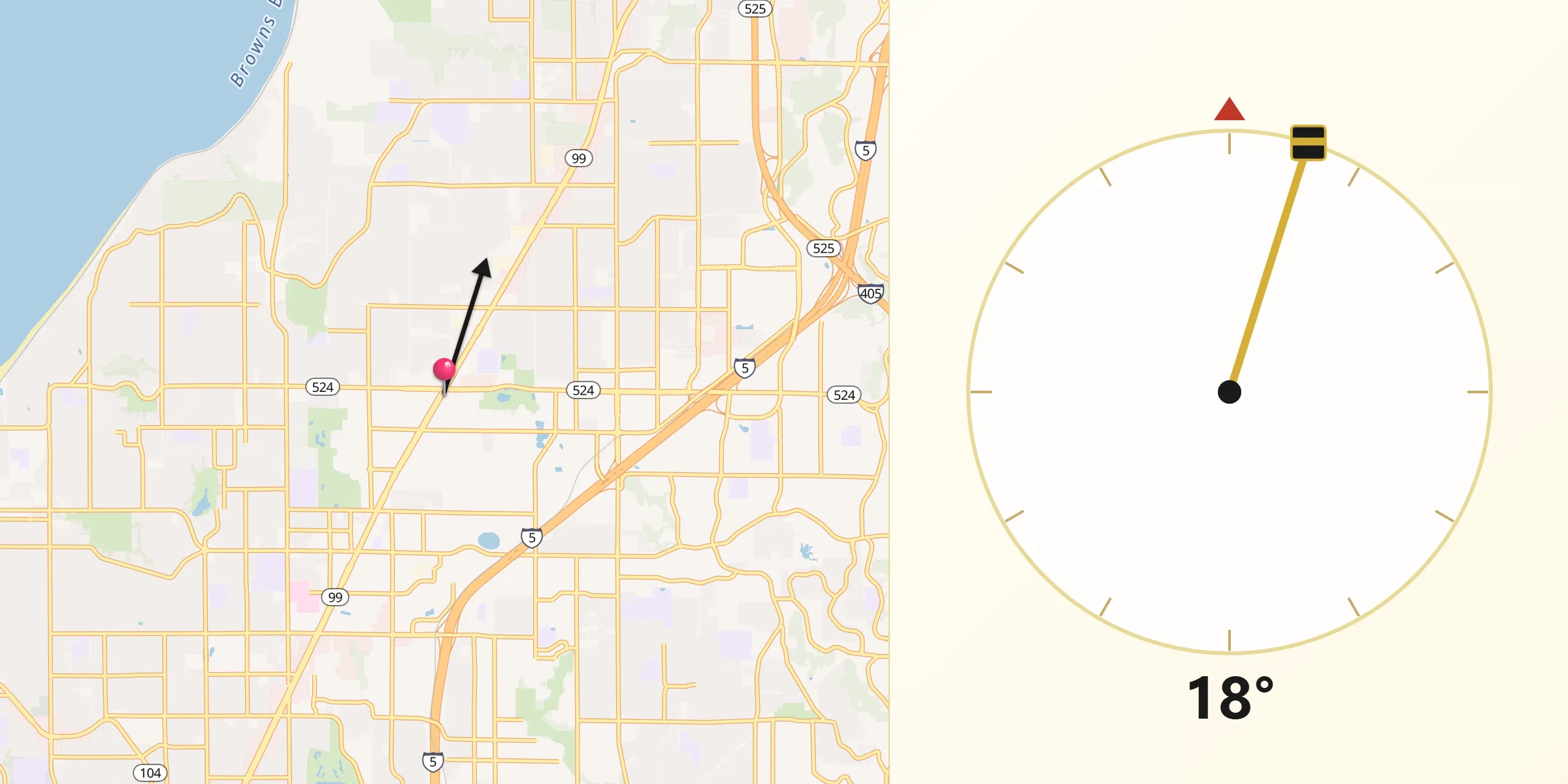 Qibla Direction from Lynnwood