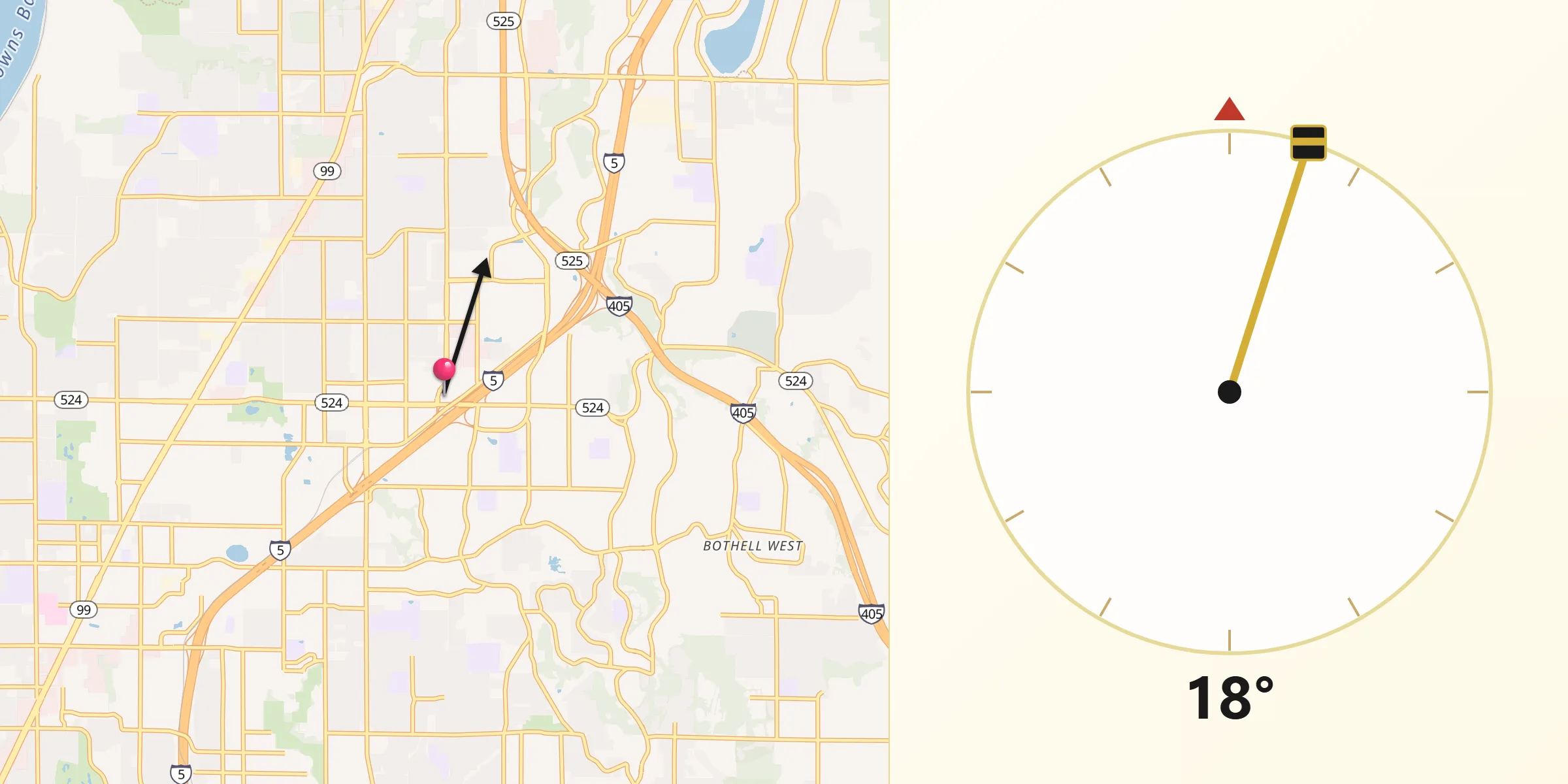 Qibla Direction from Alderwood Manor