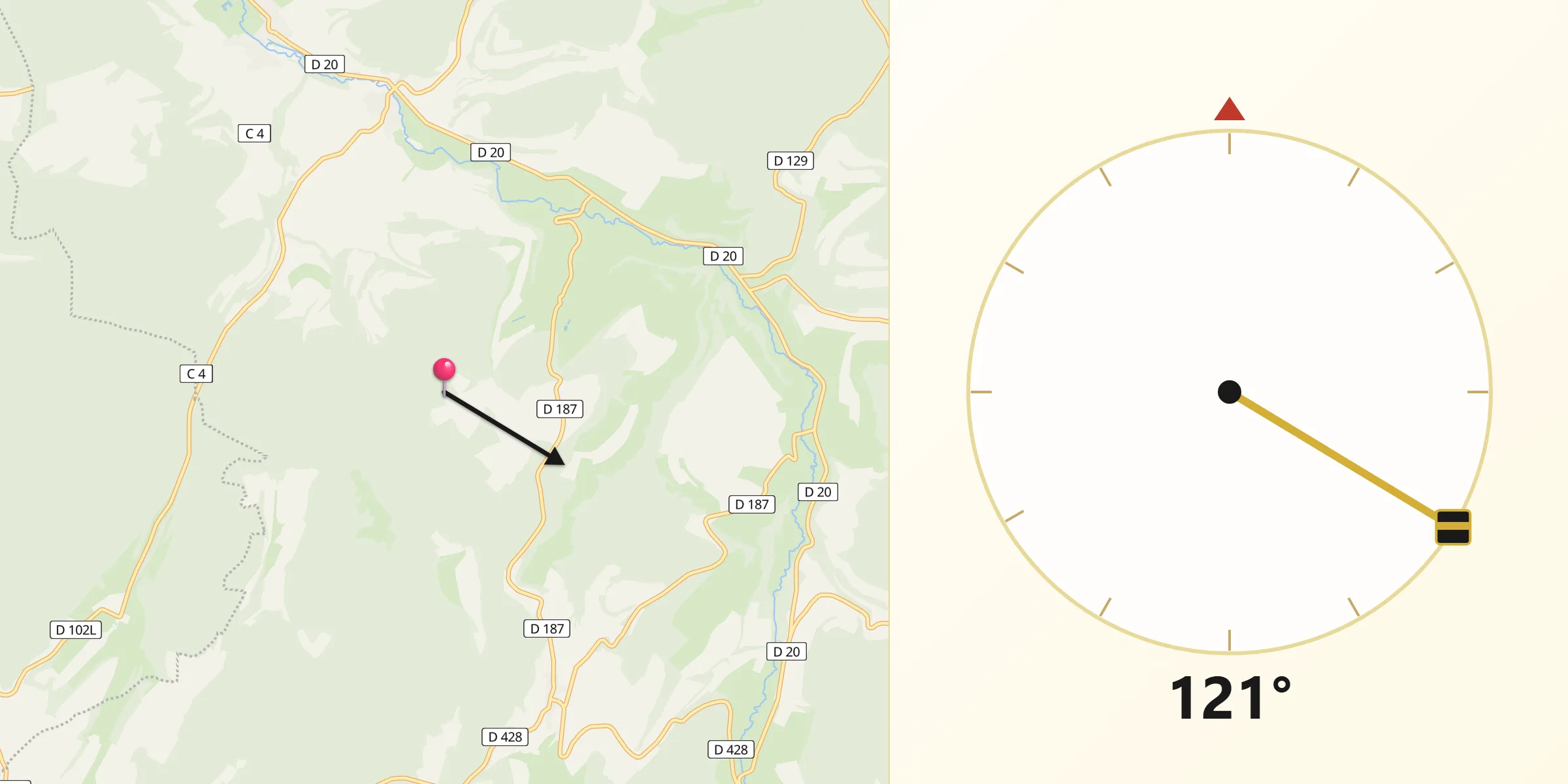 Direction vers la Qibla depuis Bay-sur-Aube