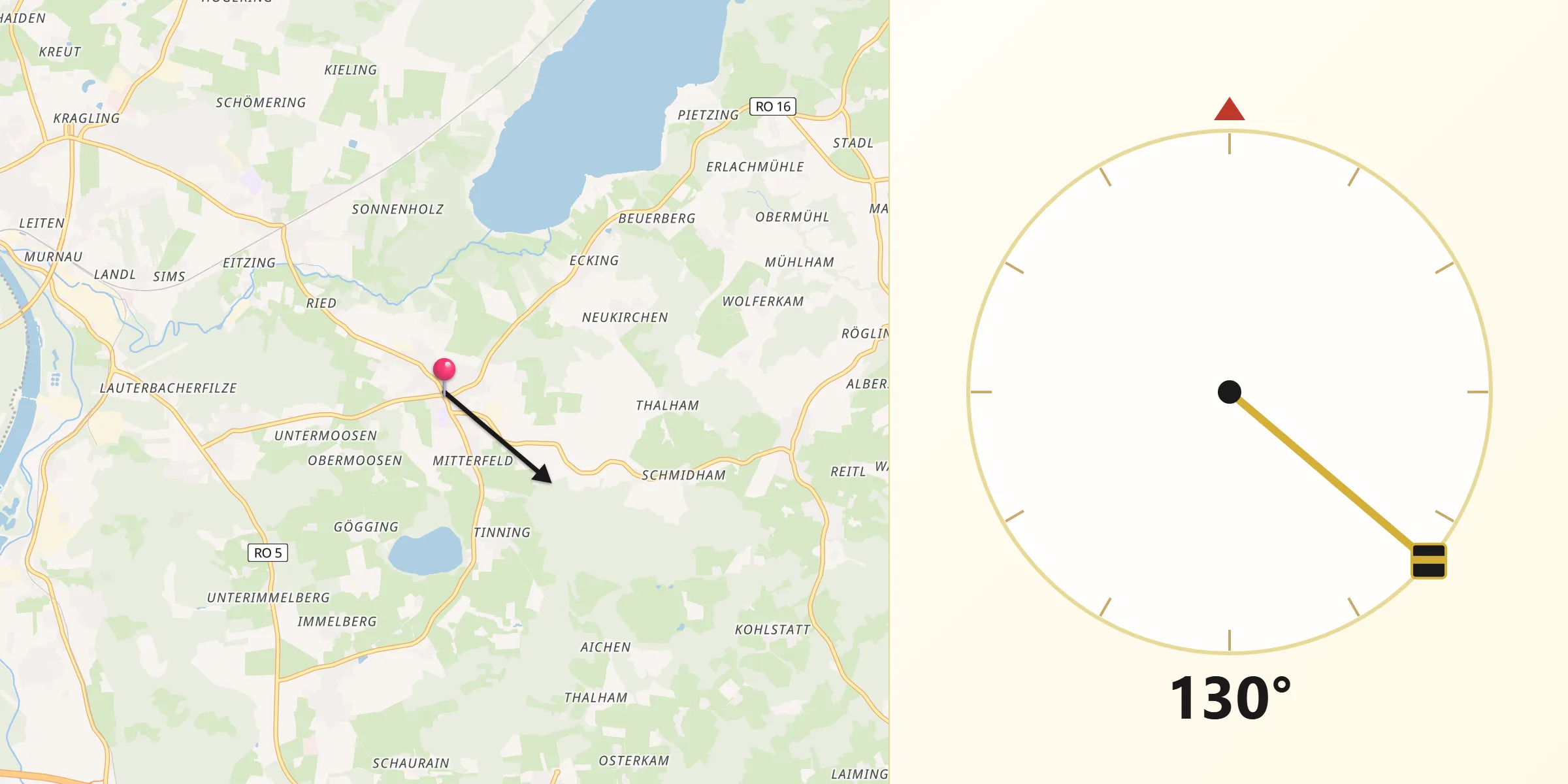 Qibla-Richtung von Riedering