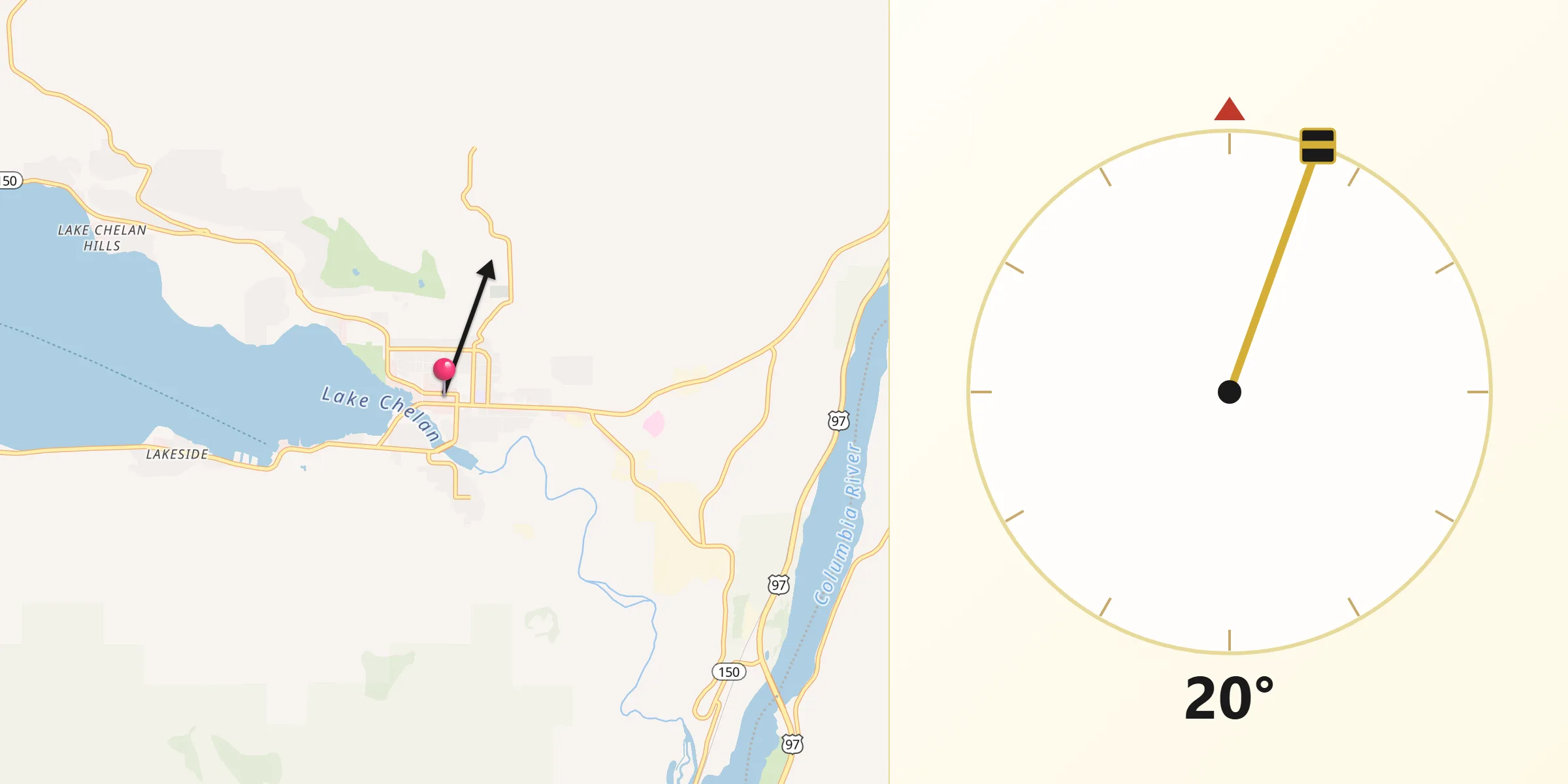 Qibla Direction from Chelan