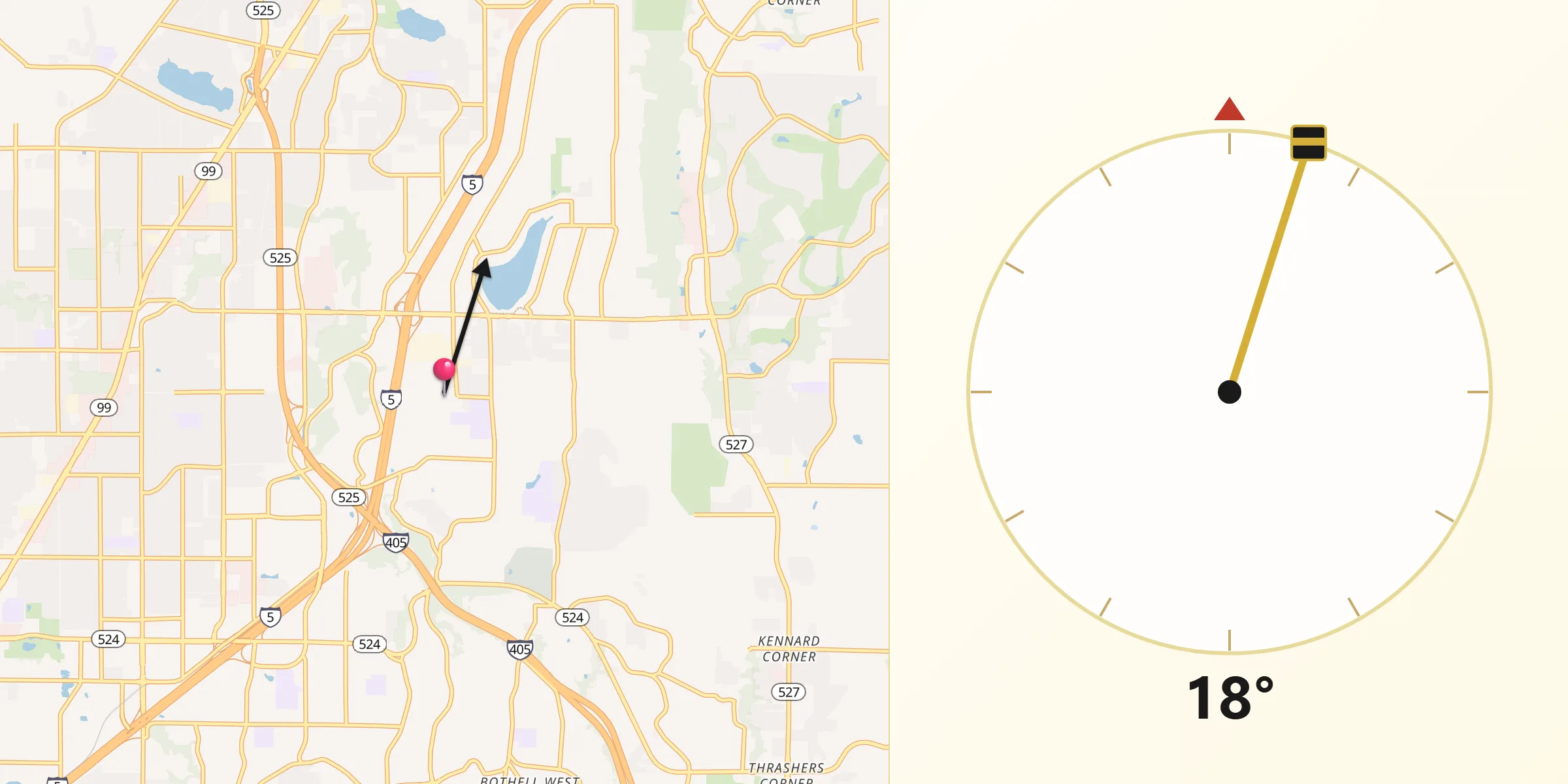 Qibla Direction from Larch Way