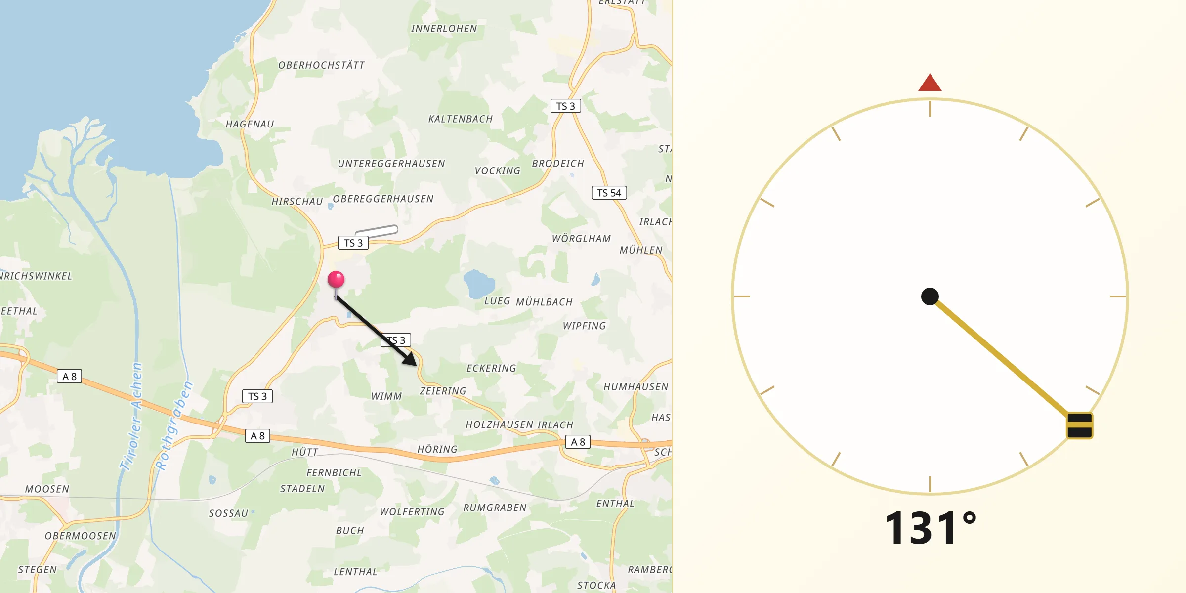 Qibla-Richtung von Grabenstätt