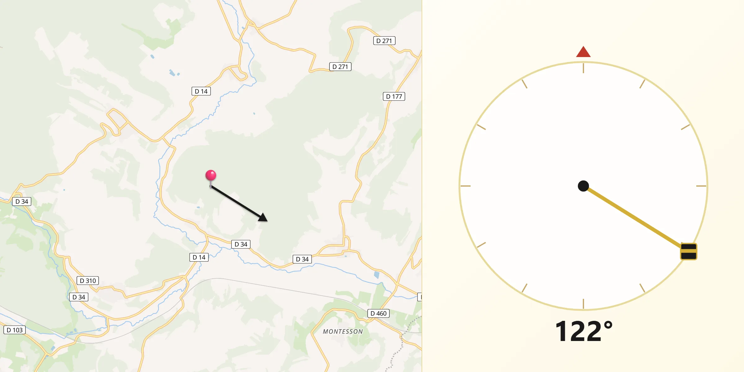 Direction vers la Qibla depuis Anrosey