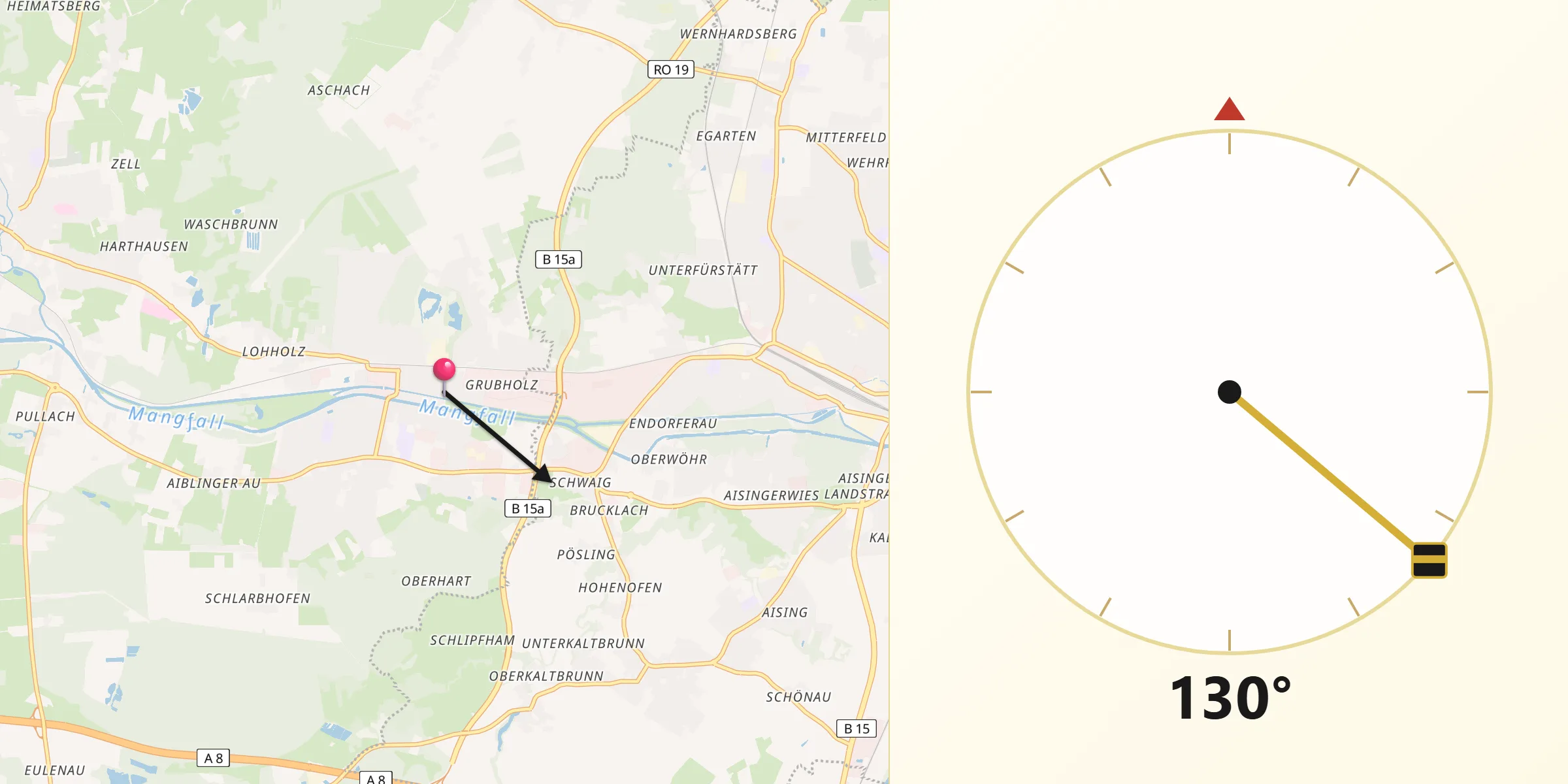Qibla-Richtung von Kolbermoor