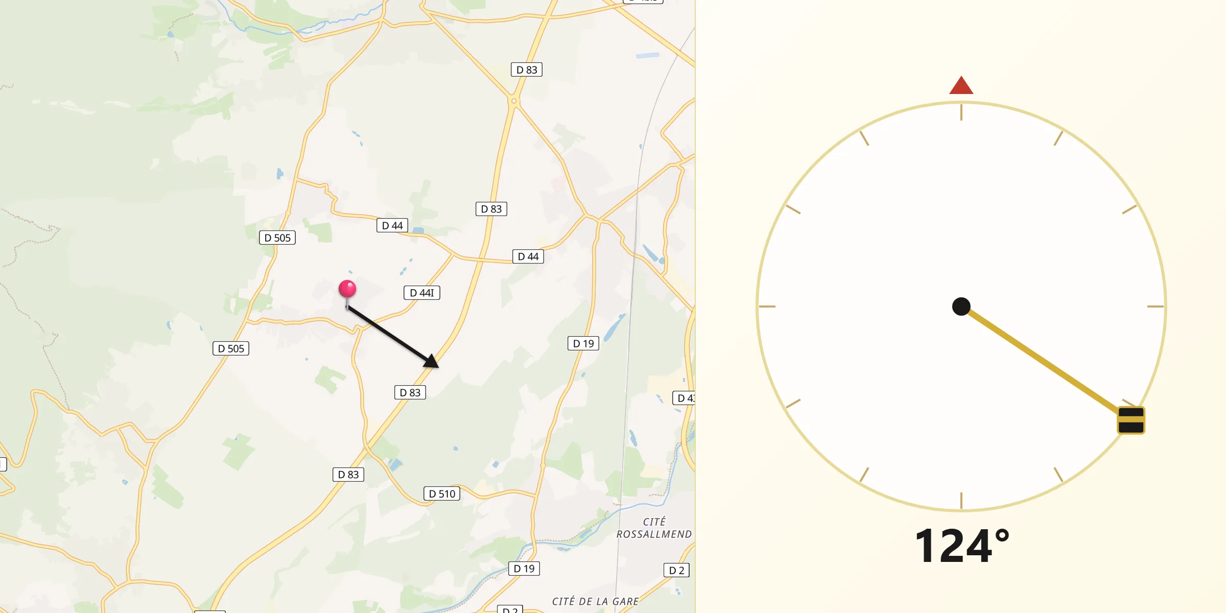 Direction vers la Qibla depuis Berrwiller