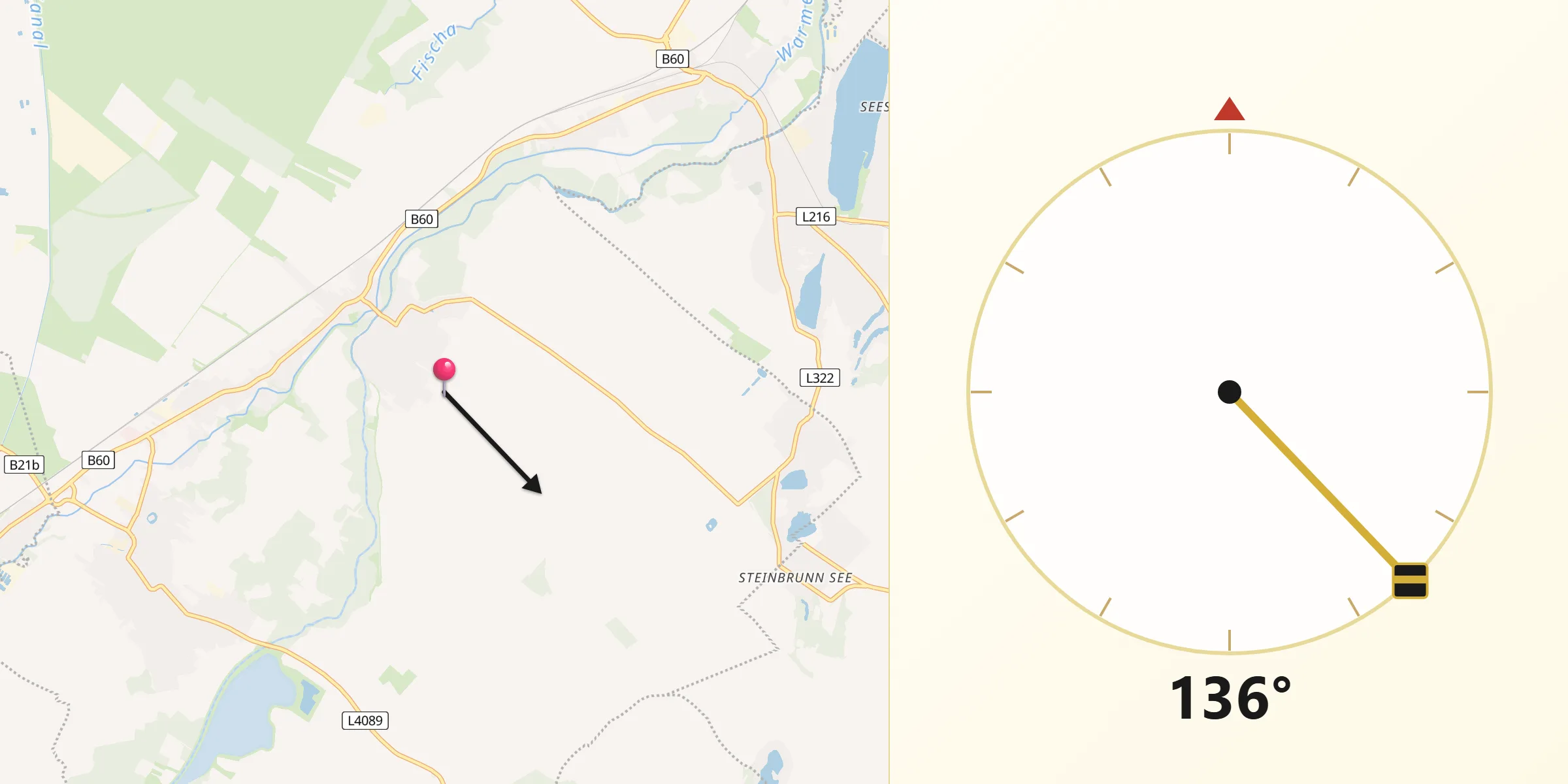 Qibla-Richtung von Zillingdorf