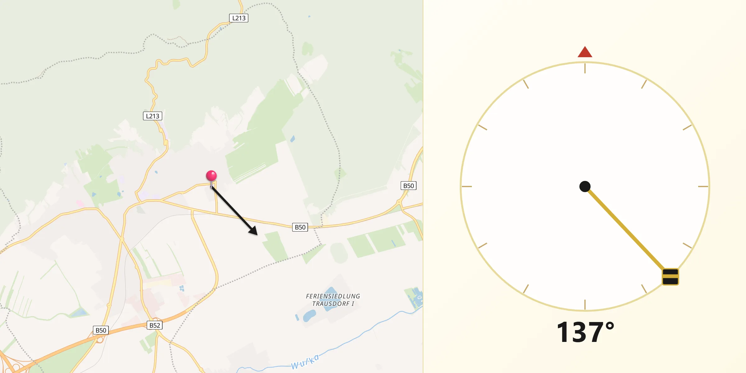 Qibla-Richtung von Sankt Georgen am Leithagebirge