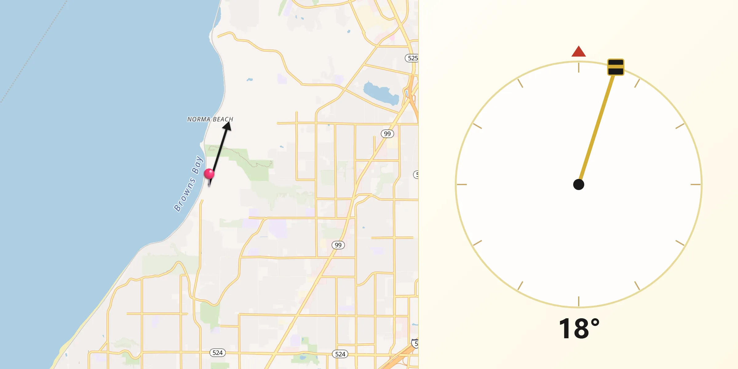 Qibla Direction from Meadowdale