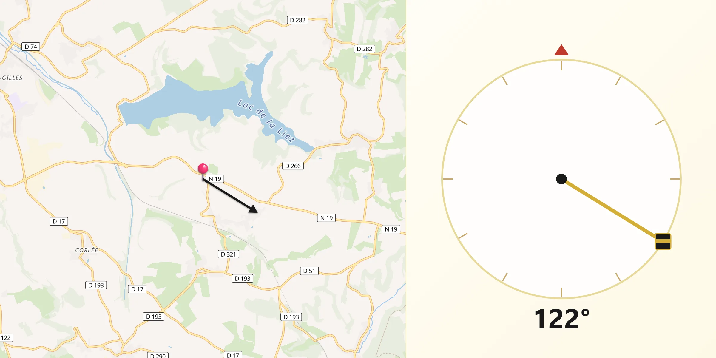 Direction vers la Qibla depuis Saint-Maurice