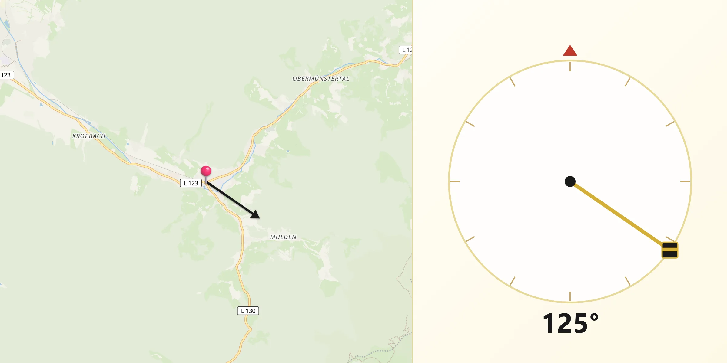 Qibla-Richtung von Münstertal/Schwarzwald