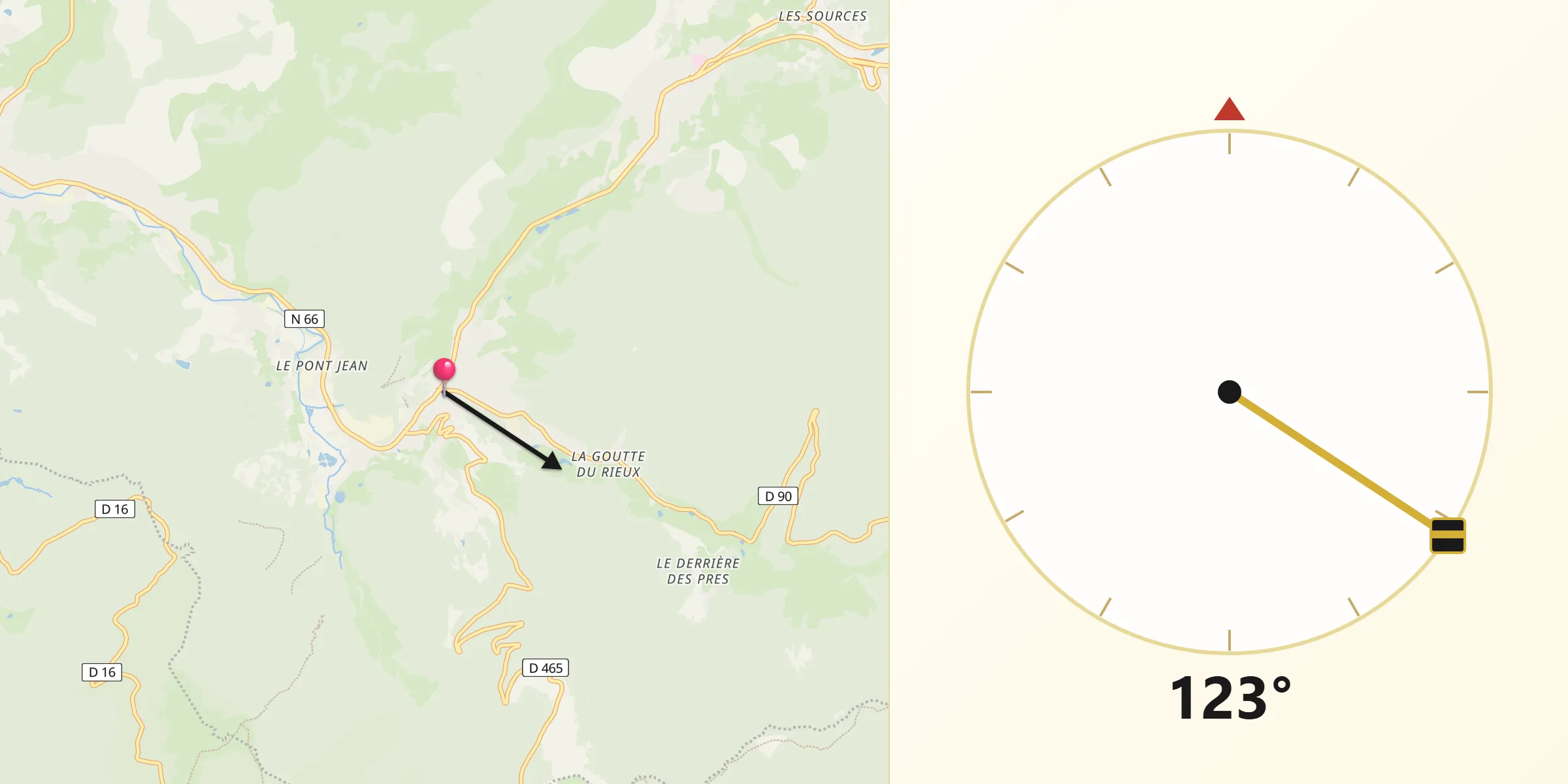 Direction vers la Qibla depuis Saint-Maurice-sur-Moselle