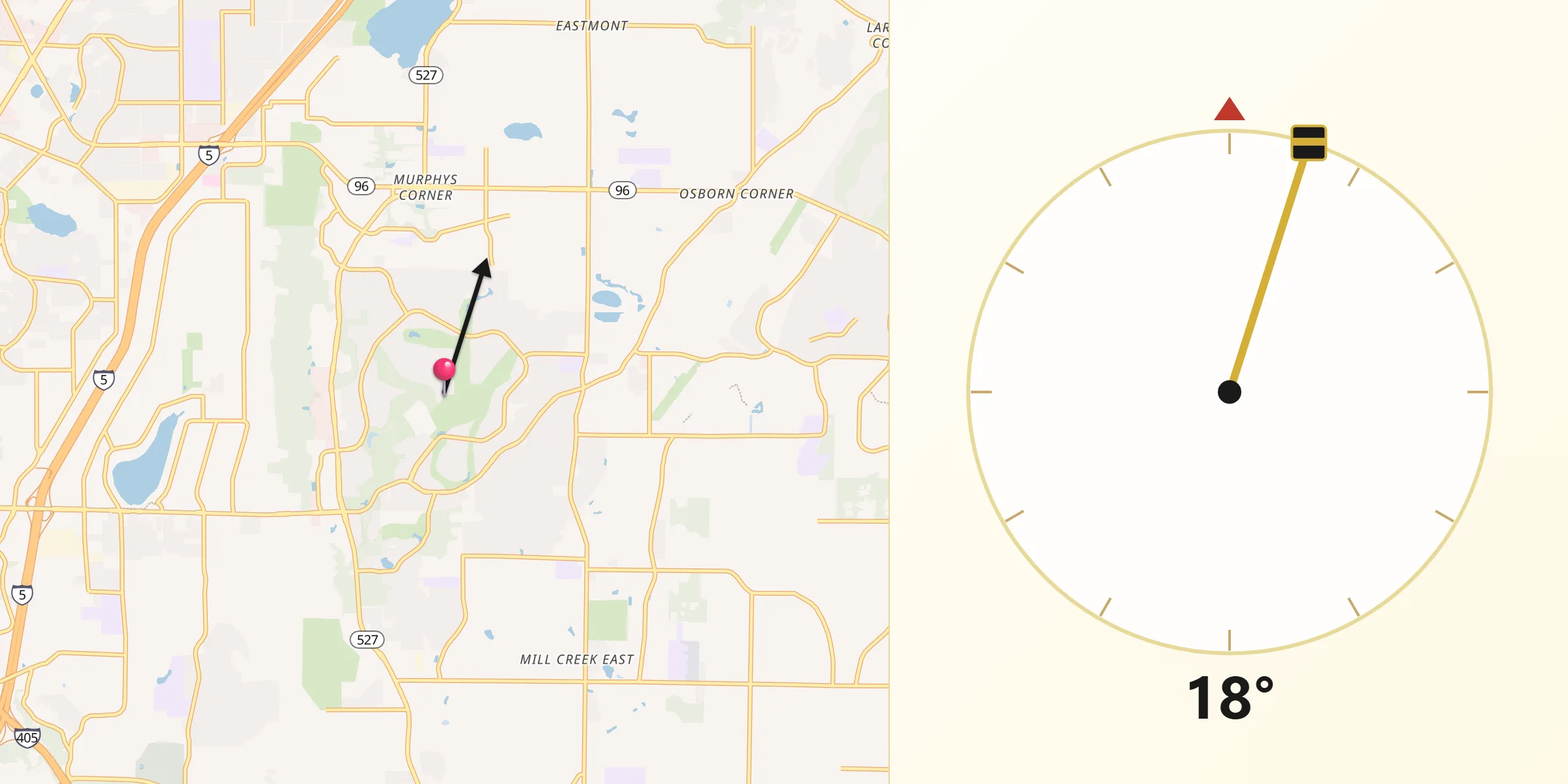 Qibla Direction from Mill Creek