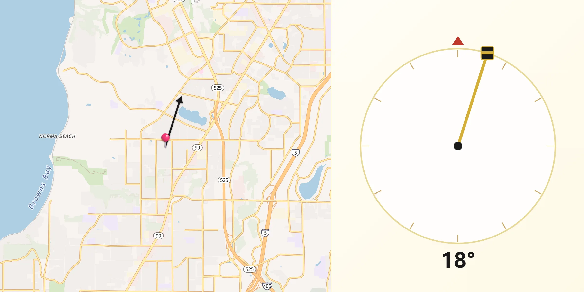 Qibla Direction from Picnic Point-North Lynnwood