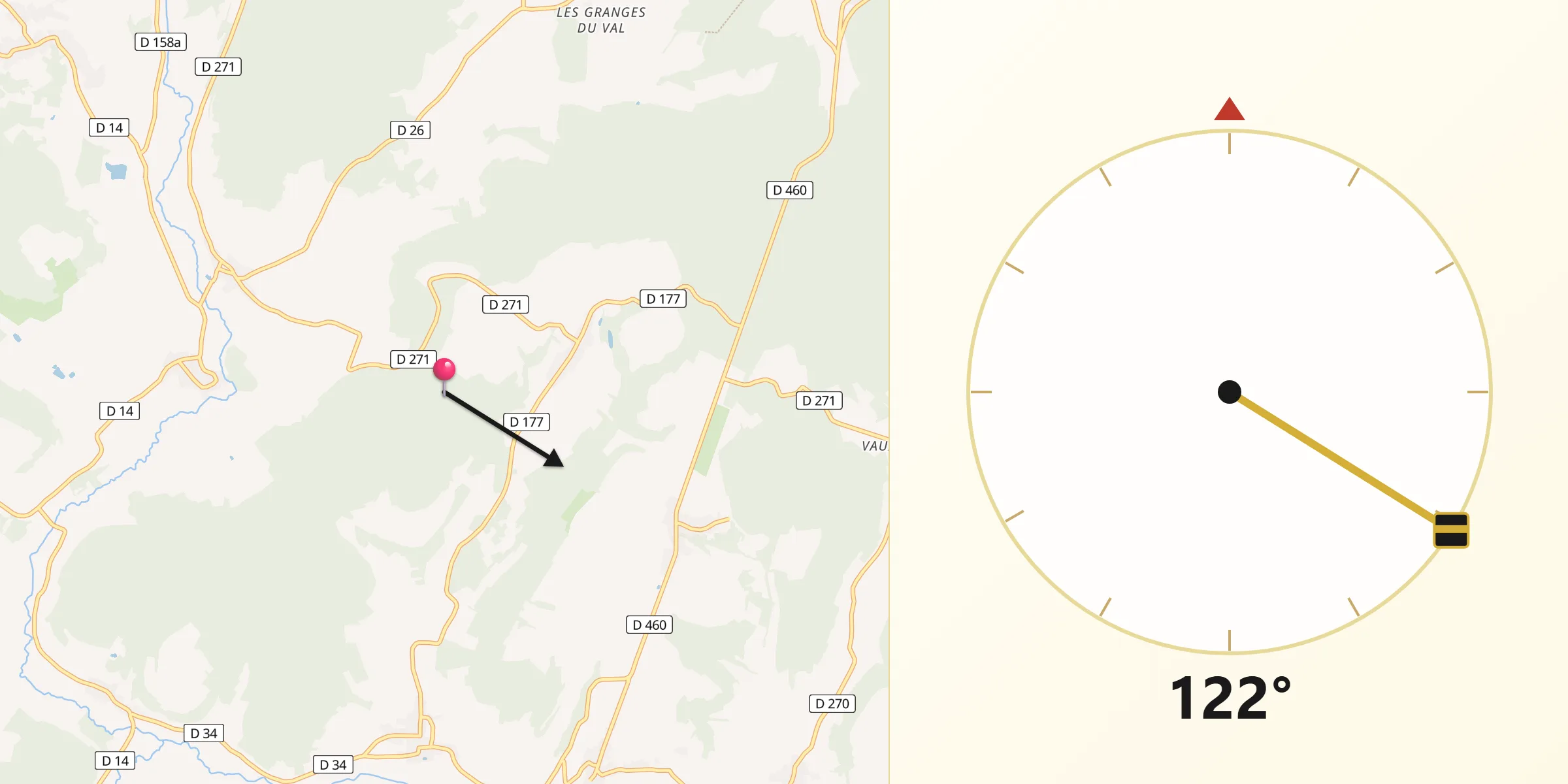 Direction vers la Qibla depuis Soyers