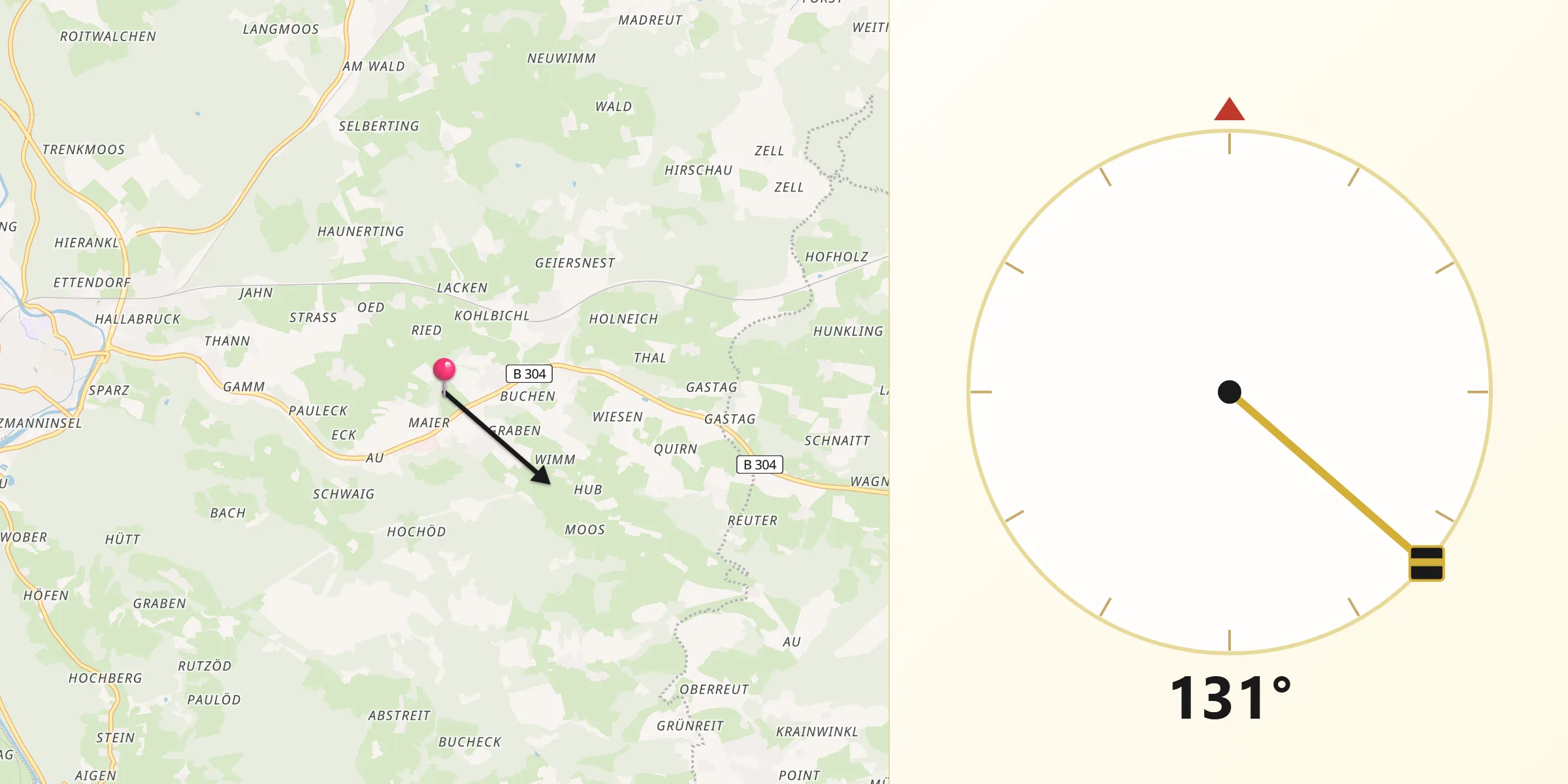 Qibla-Richtung von Surberg