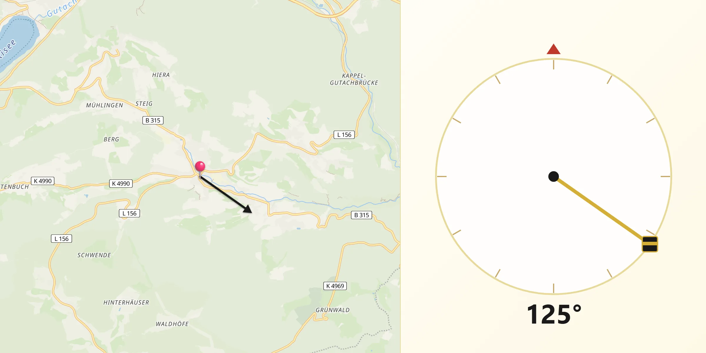 Qibla-Richtung von Lenzkirch