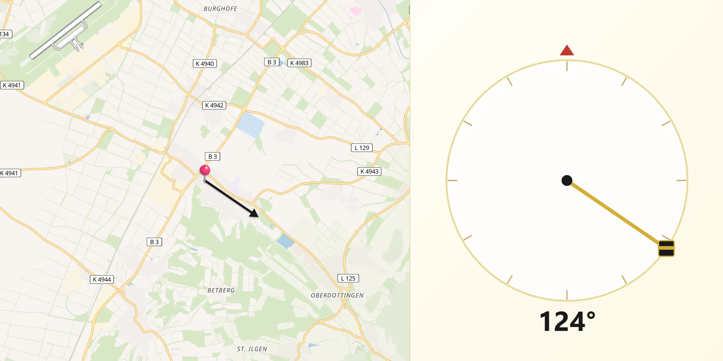 Qibla-Richtung von Heitersheim