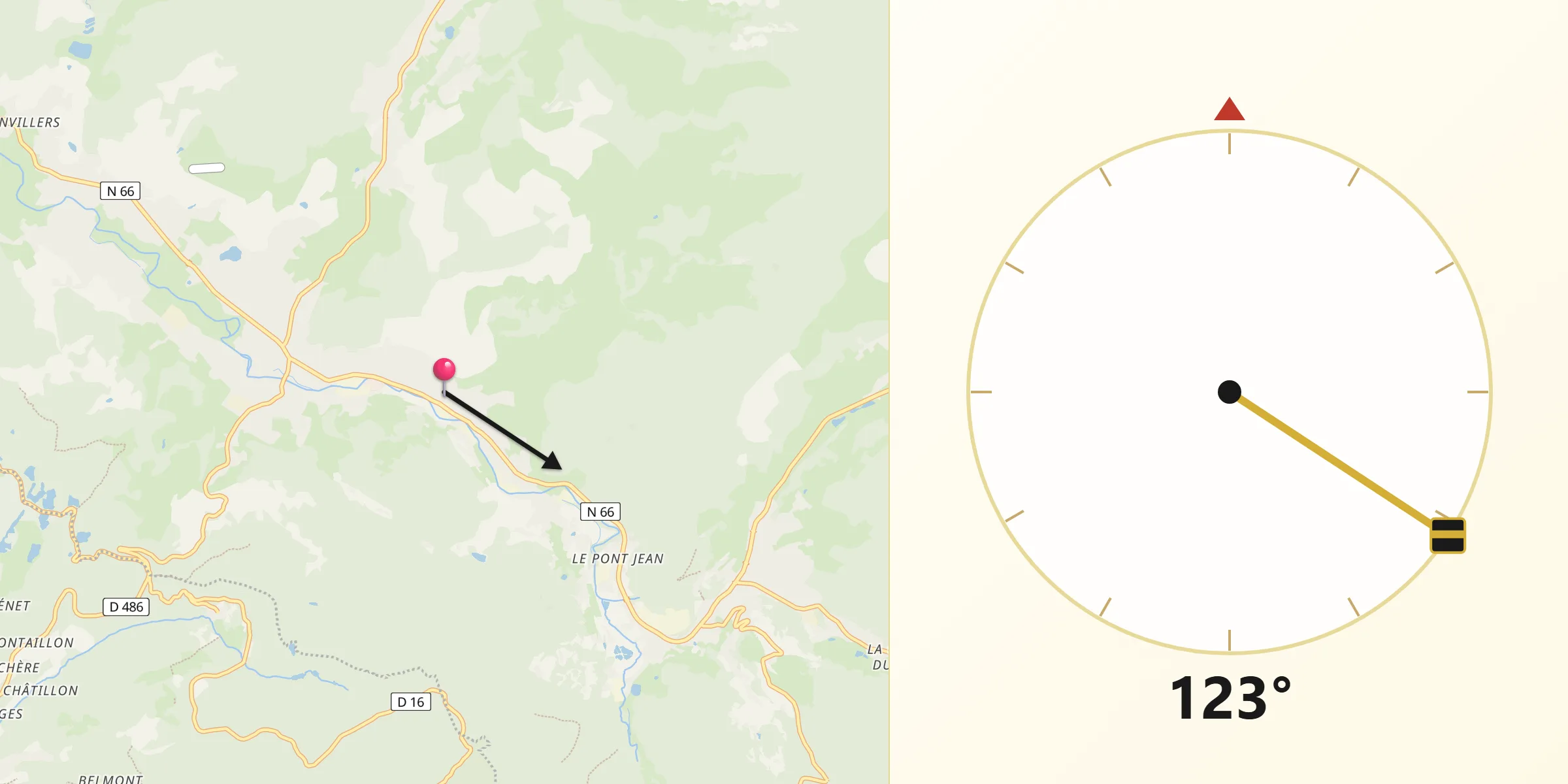 Direction vers la Qibla depuis Fresse-sur-Moselle