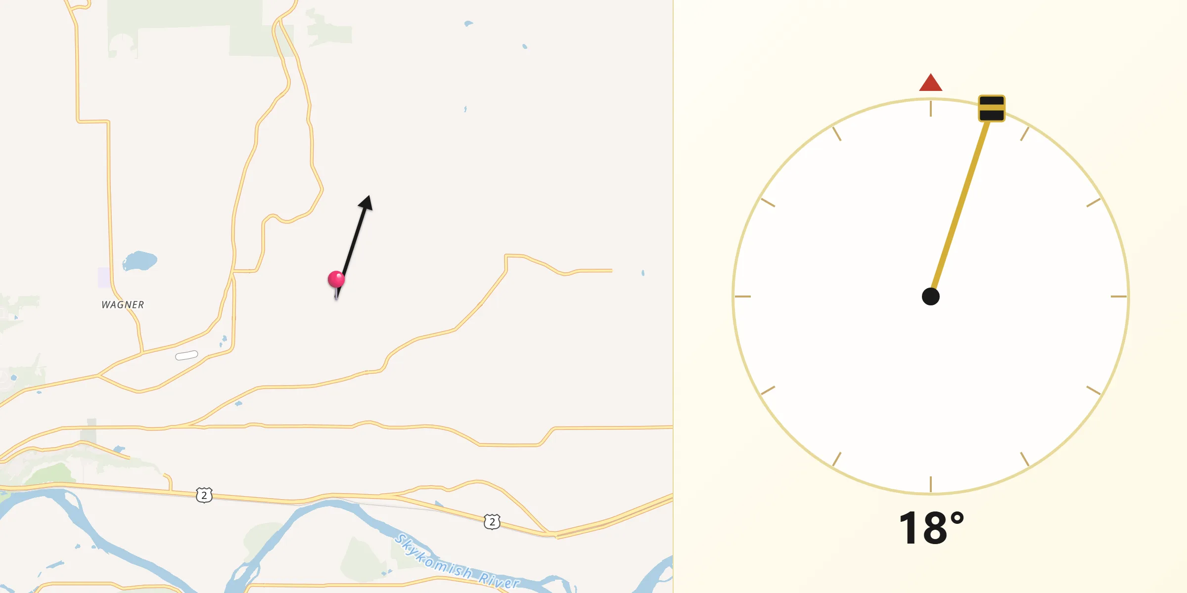 Qibla Direction from Woods Creek