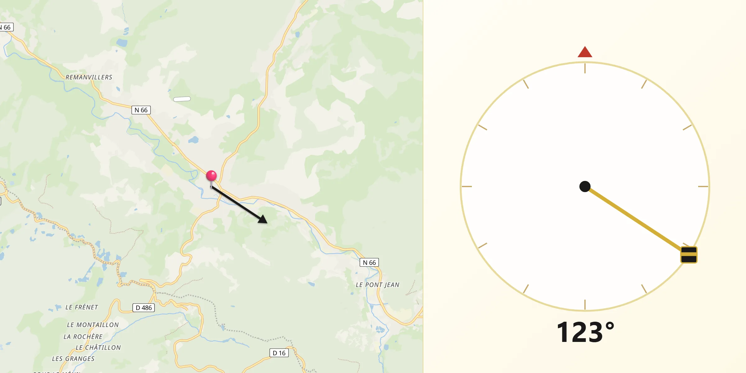 Direction vers la Qibla depuis Le Thillot