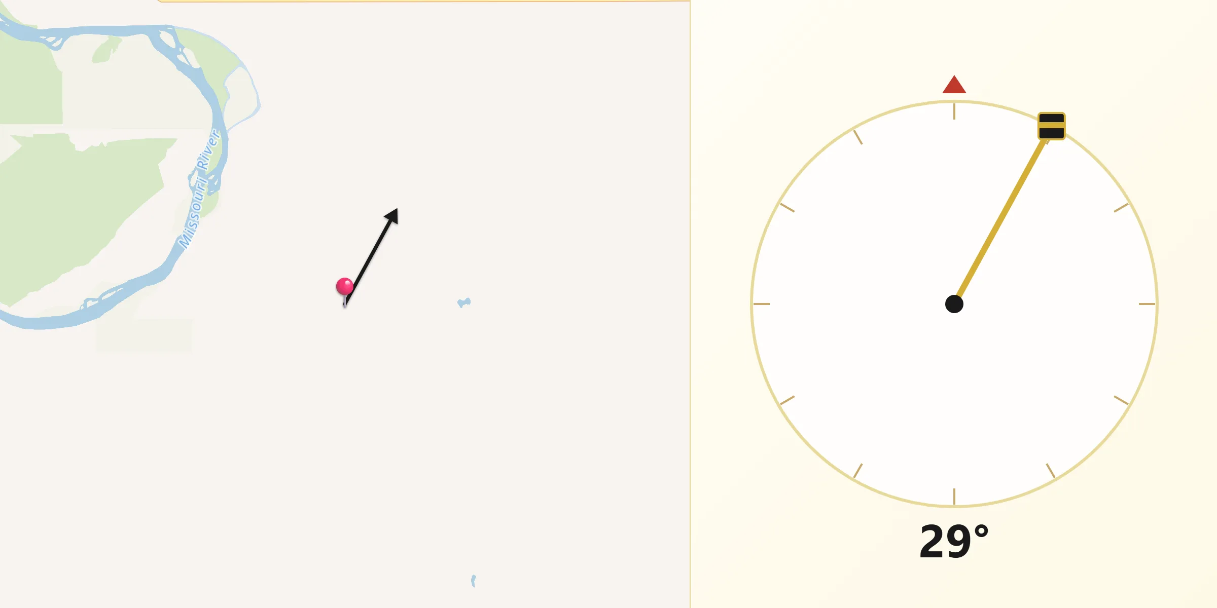 Qibla Direction from Chouteau