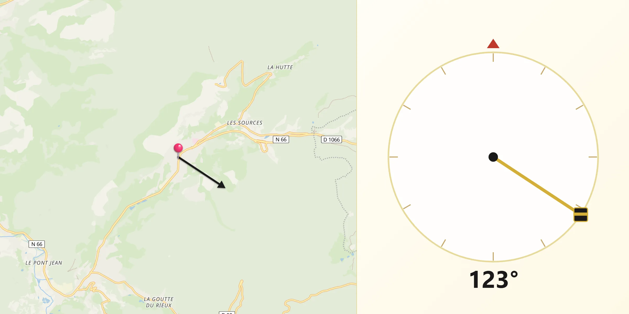 Direction vers la Qibla depuis Bussang