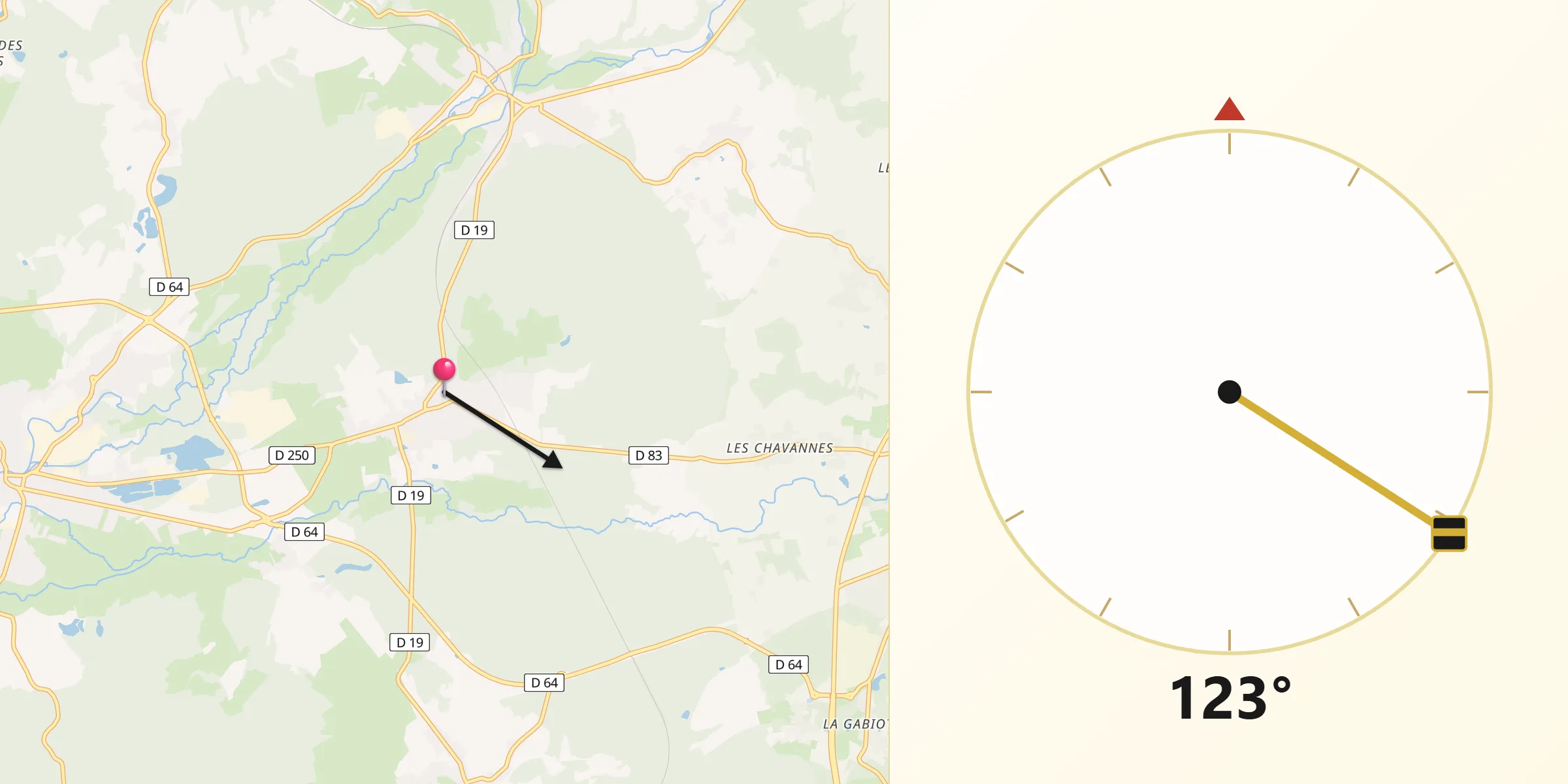 Direction vers la Qibla depuis Corbenay