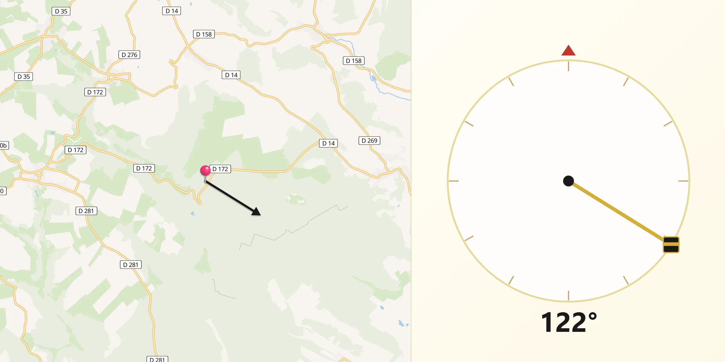 Direction vers la Qibla depuis Varennes-sur-Amance