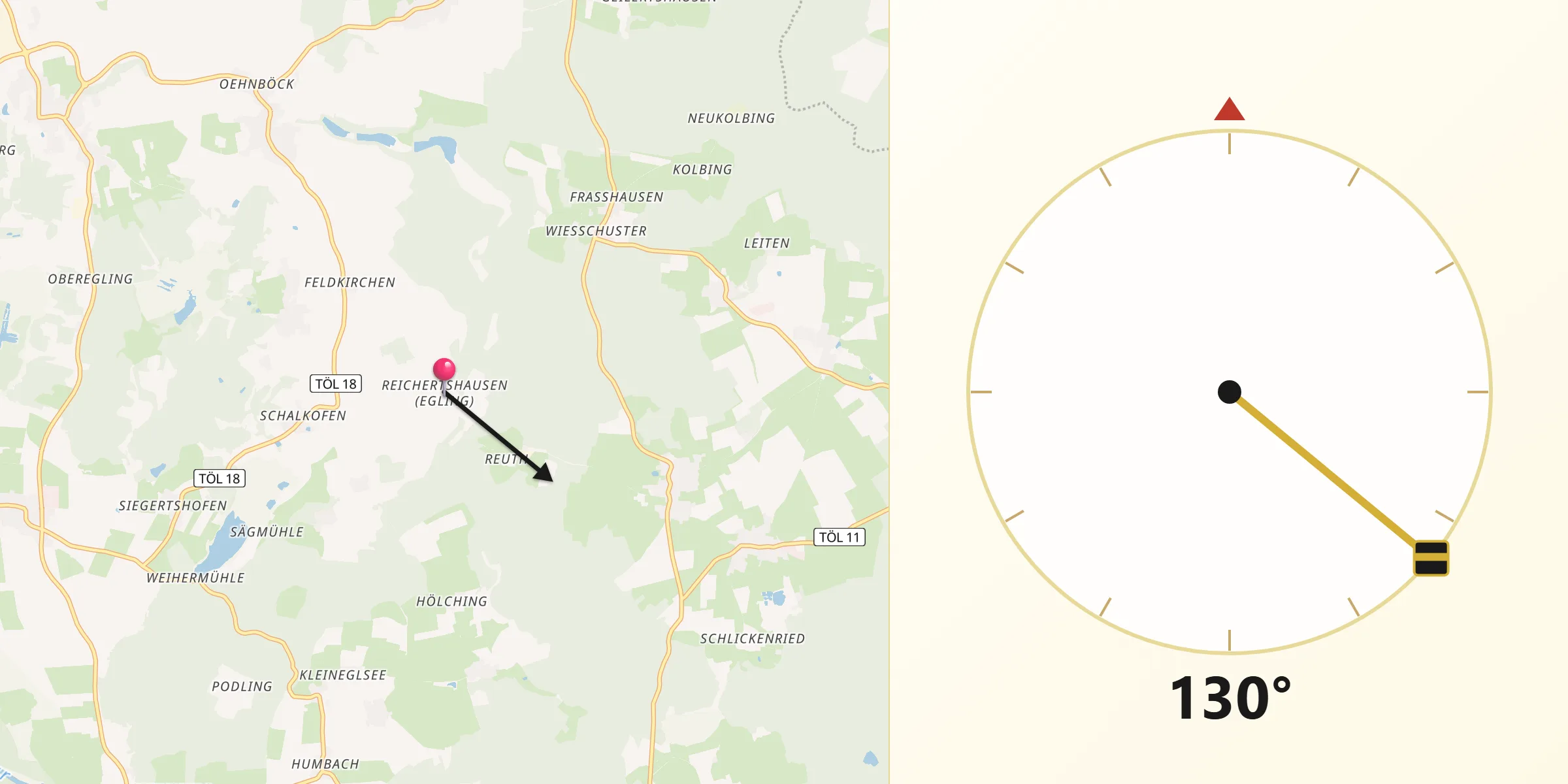Qibla-Richtung von Reichertshausen